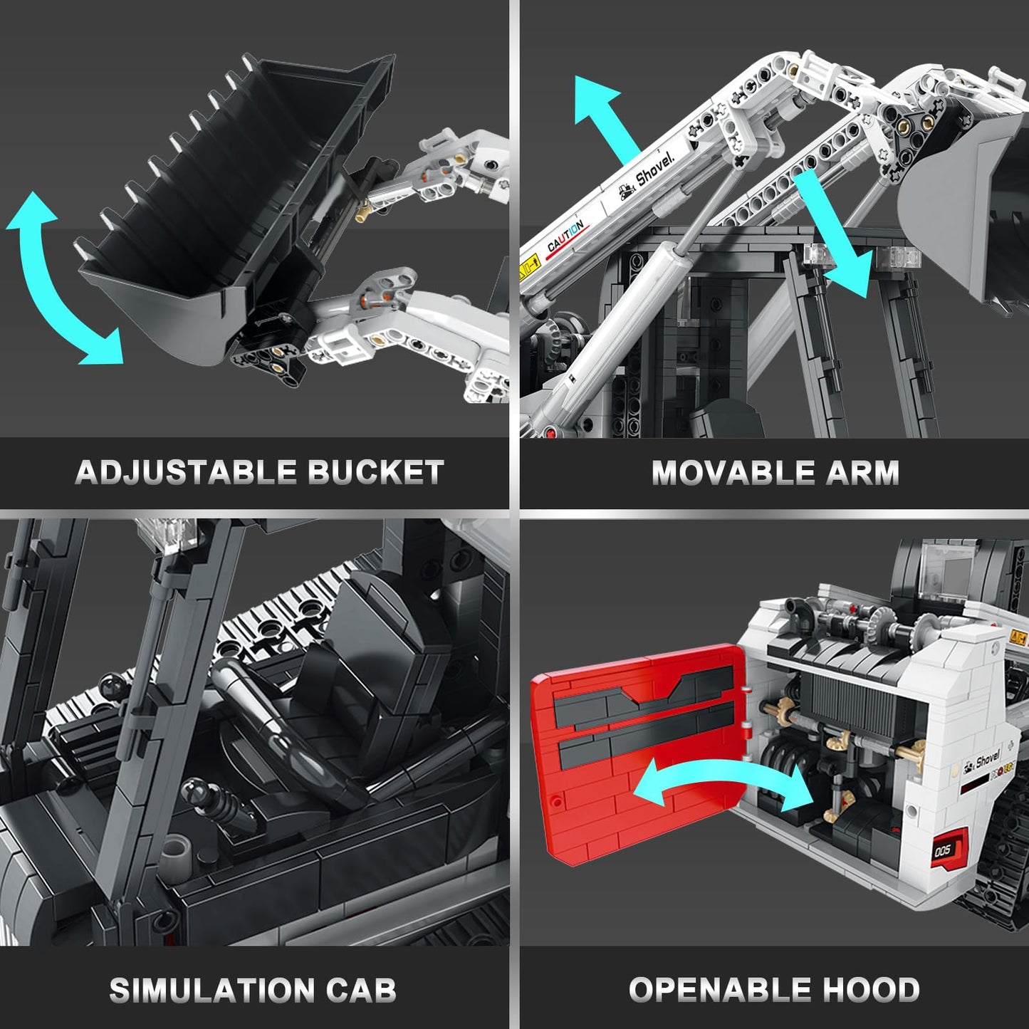 Reobrix Bobcat Skid Steer Loader Building Block Set – APP Remote RC, 1227 PCS