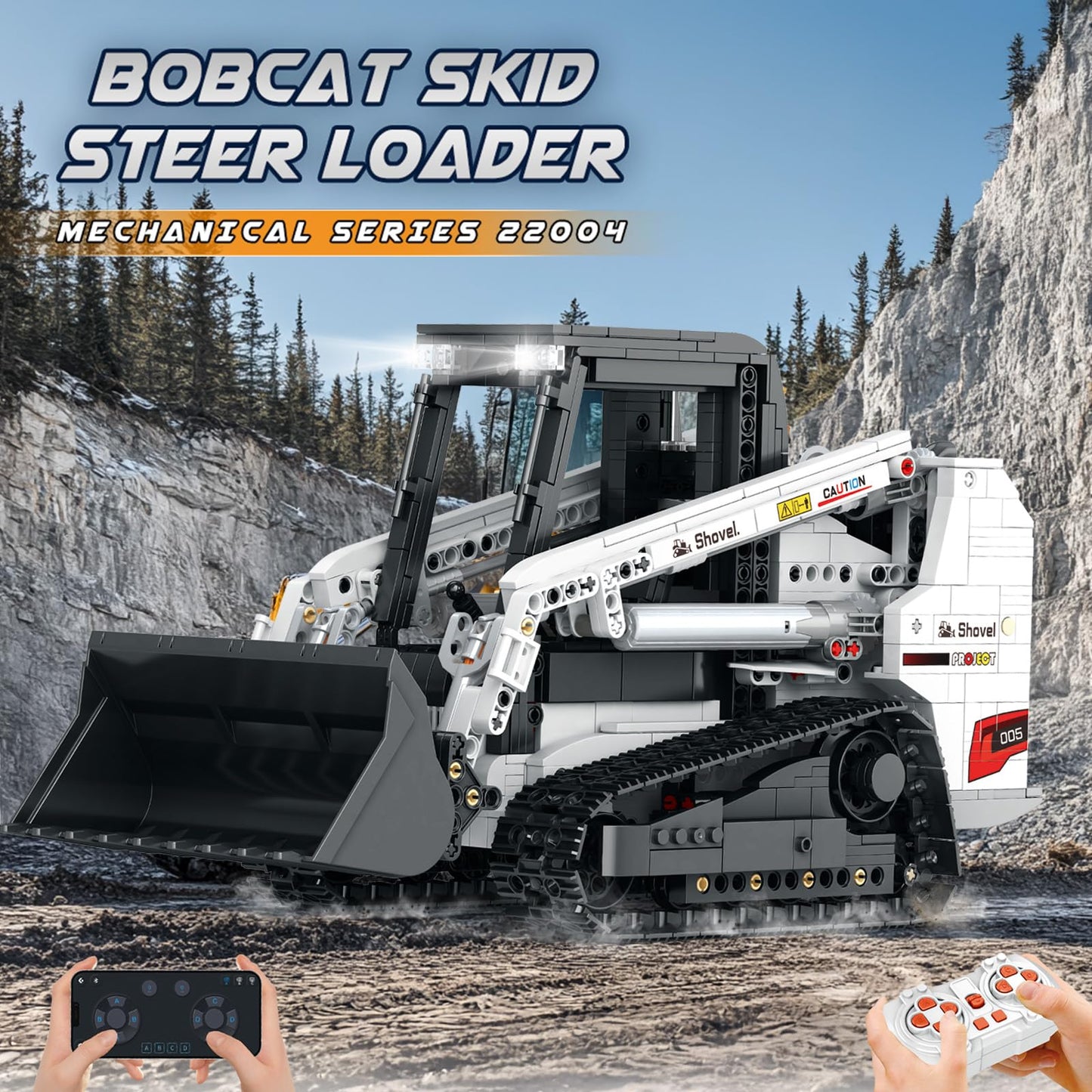 Reobrix Bobcat Skid Steer Loader Building Block Set – APP Remote RC, 1227 PCS