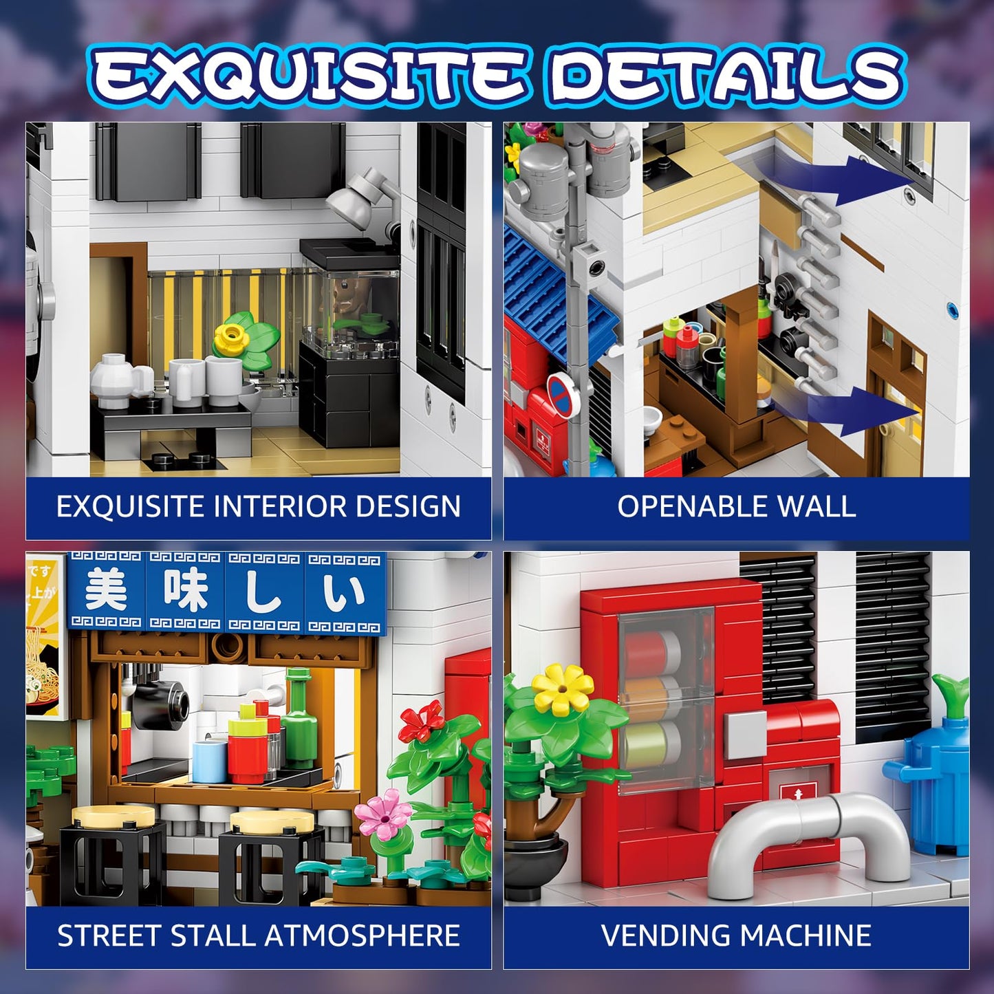 Reobrix Japanese Ramen Shop Building Blocks 66501 – 2-in-1 Lighted Street View Kit