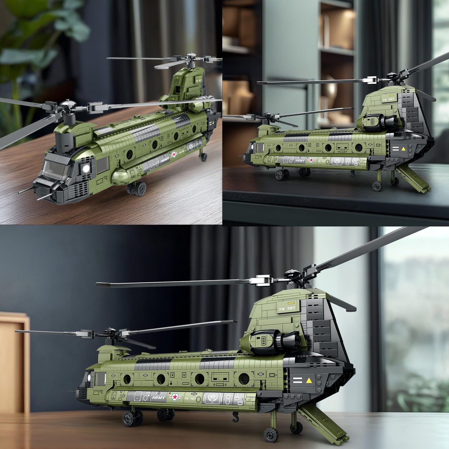 Reobrix CH-47 Helicopter Building Set | Military Model Kit for Display & Collecting