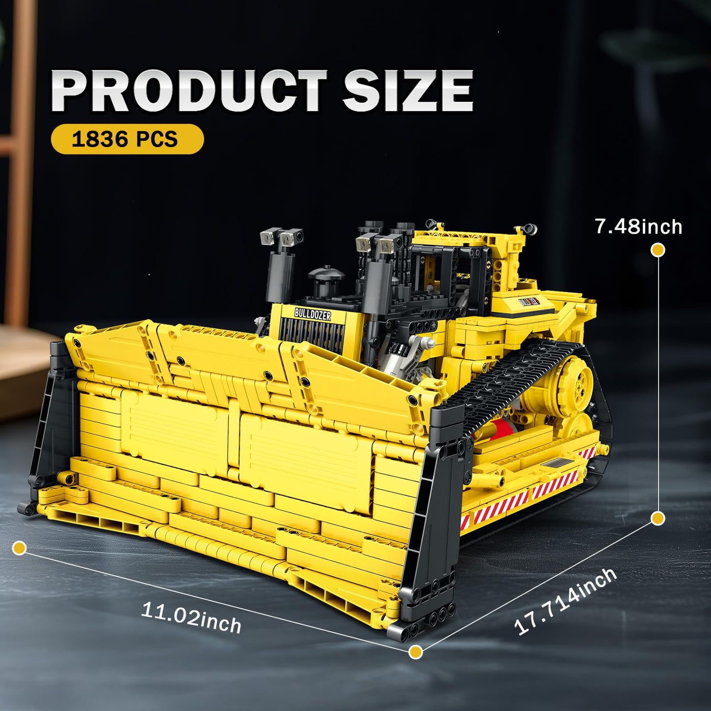 Reobrix D11 Bulldozer Building Set – 1836 PCS, RC Loader, 2.4GHz