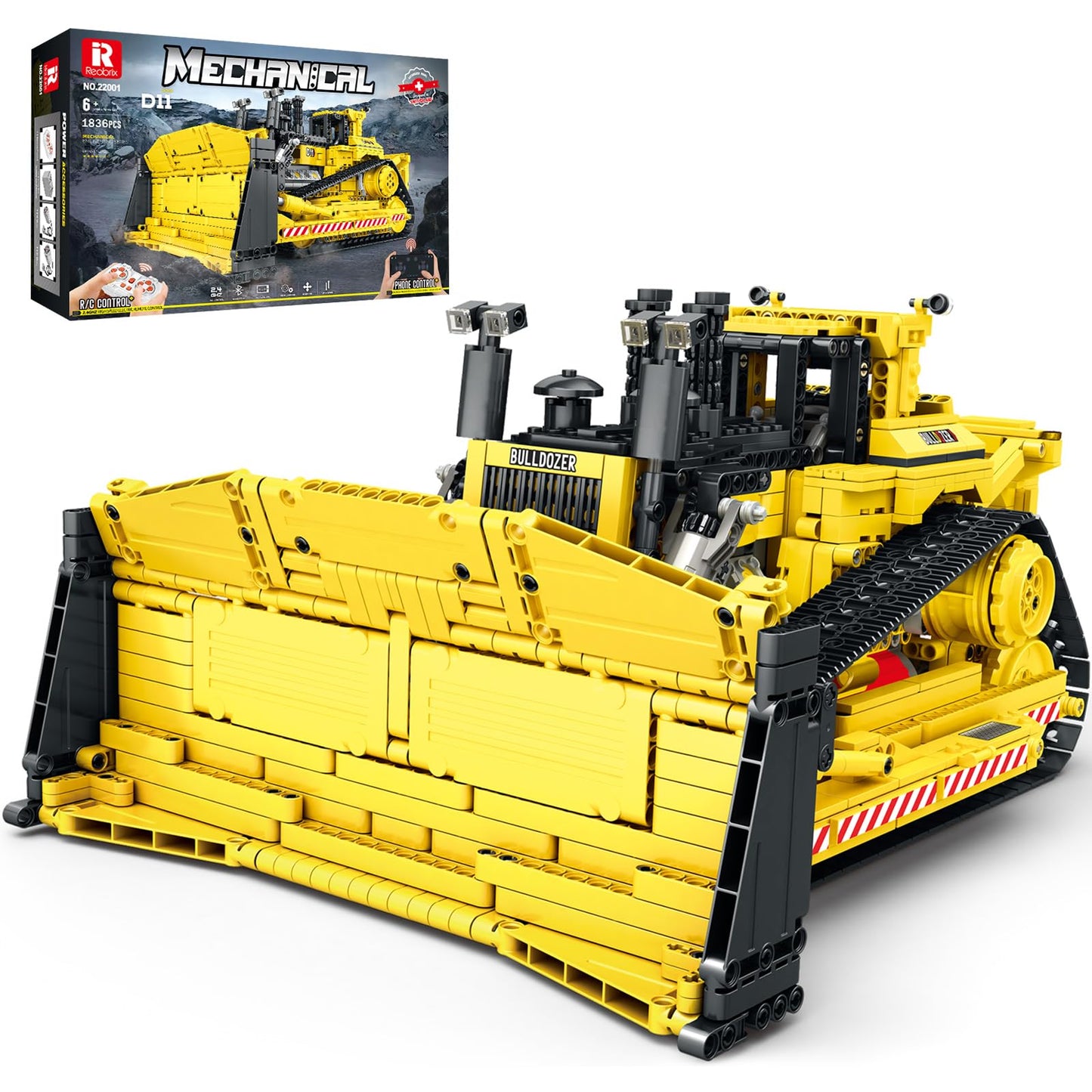 Reobrix D11 Bulldozer Building Set – 1836 PCS, RC Loader, 2.4GHz