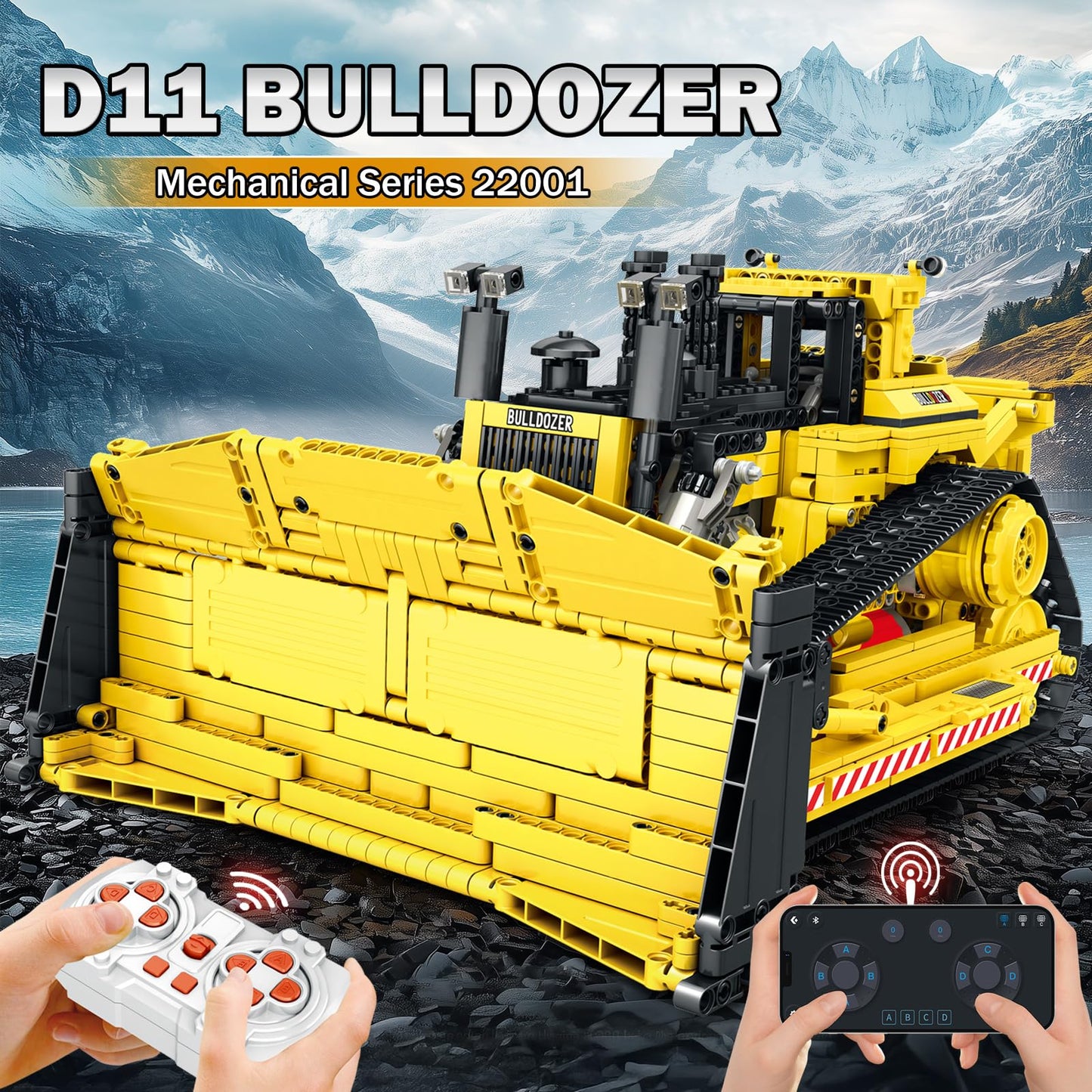 Reobrix D11 Bulldozer Building Set – 1836 PCS, RC Loader, 2.4GHz