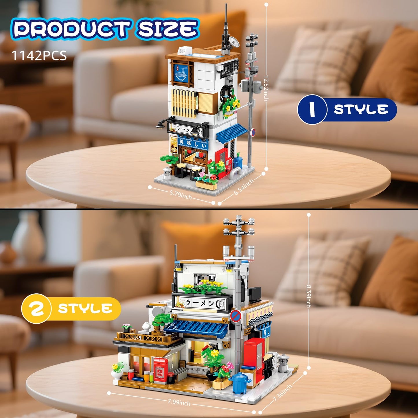 Reobrix Japanese Ramen Shop Building Blocks 66501 – 2-in-1 Lighted Street View Kit