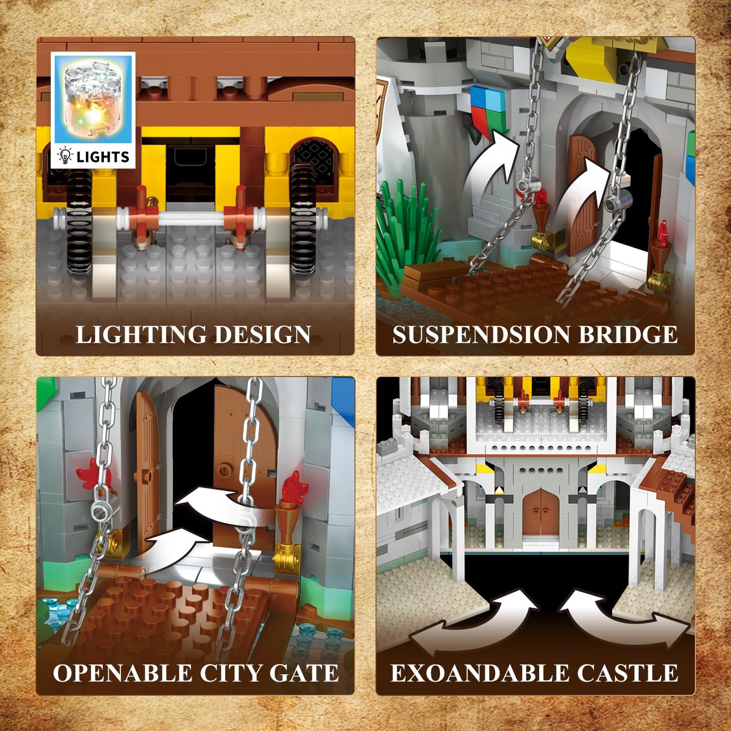 Reobrix Medieval Castle Building Set with Light – Street View Model 66006 for Adults