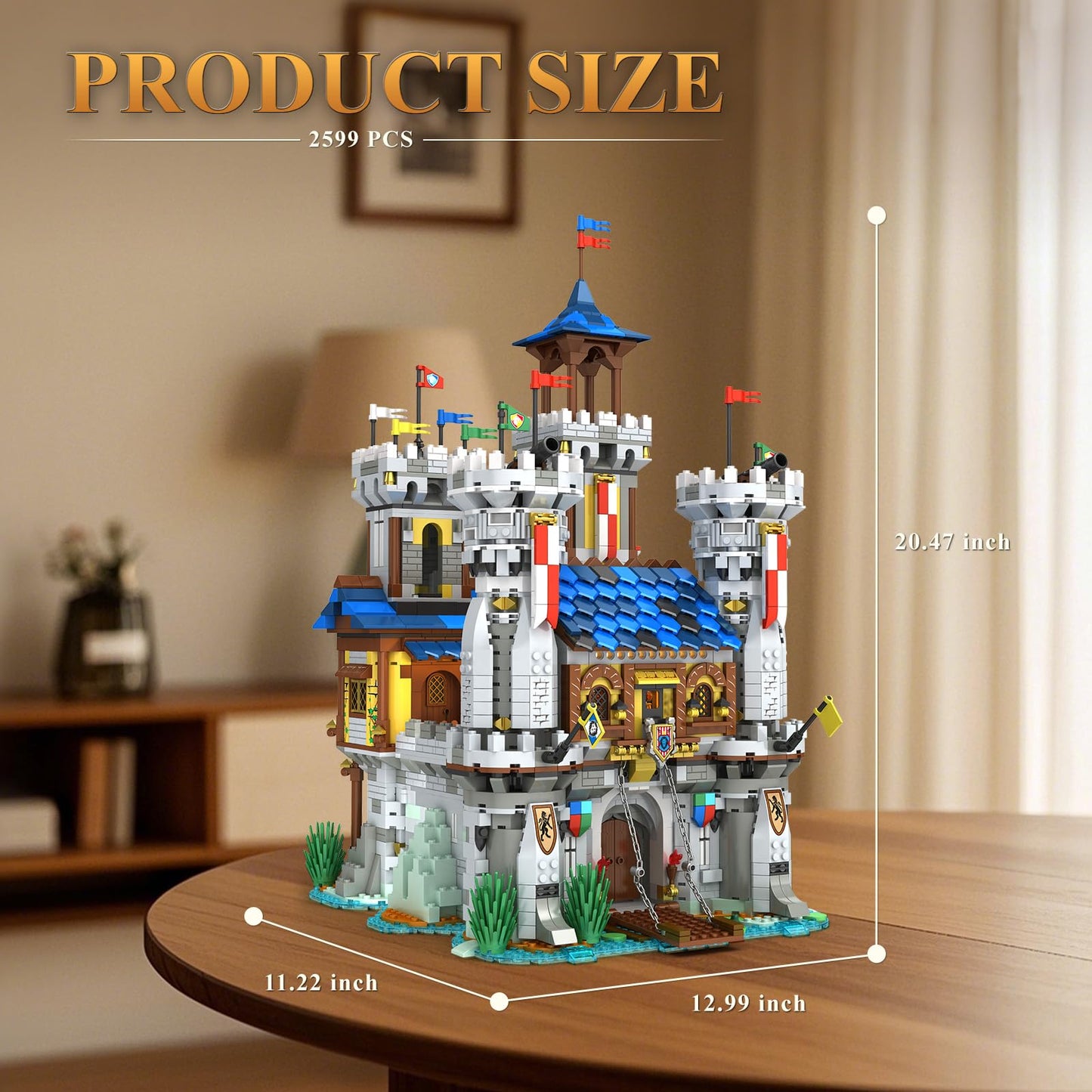 Reobrix Medieval Castle Building Set with Light – Street View Model 66006 for Adults