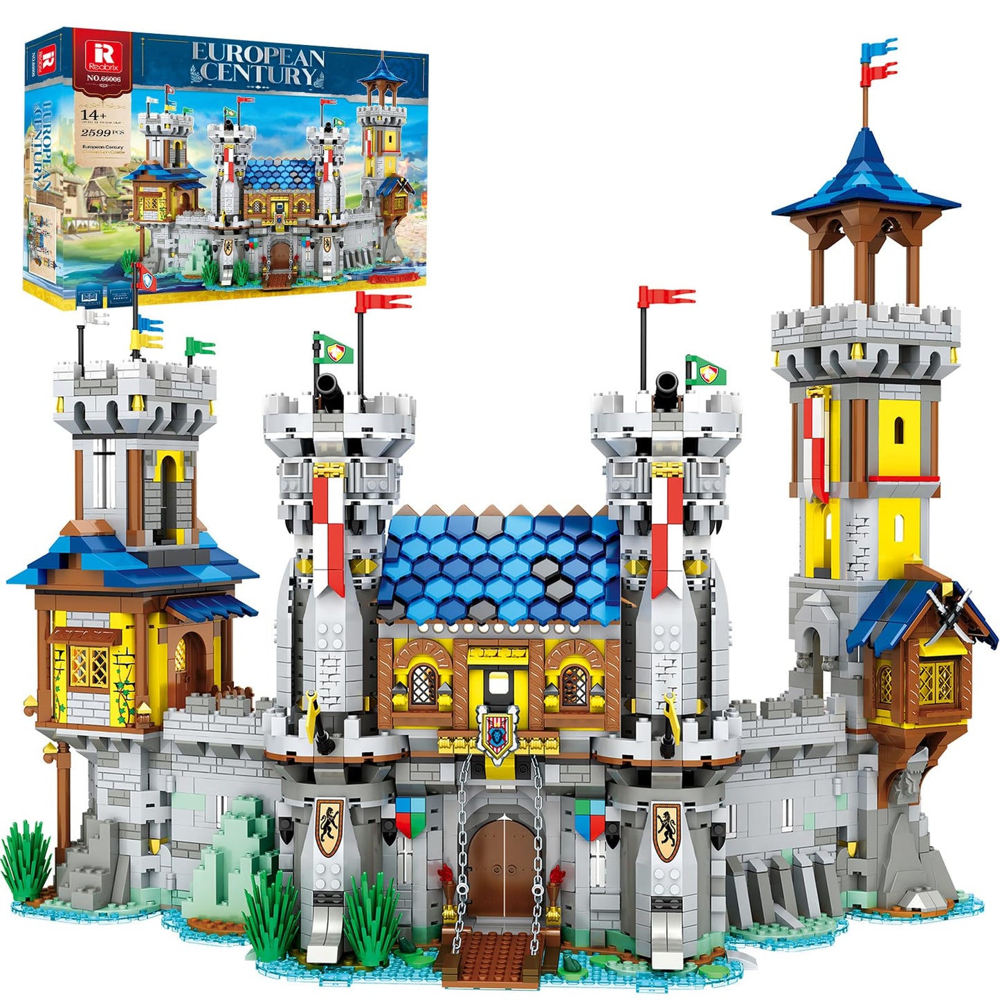 Reobrix Medieval Castle Building Set with Light – Street View Model 66006 for Adults