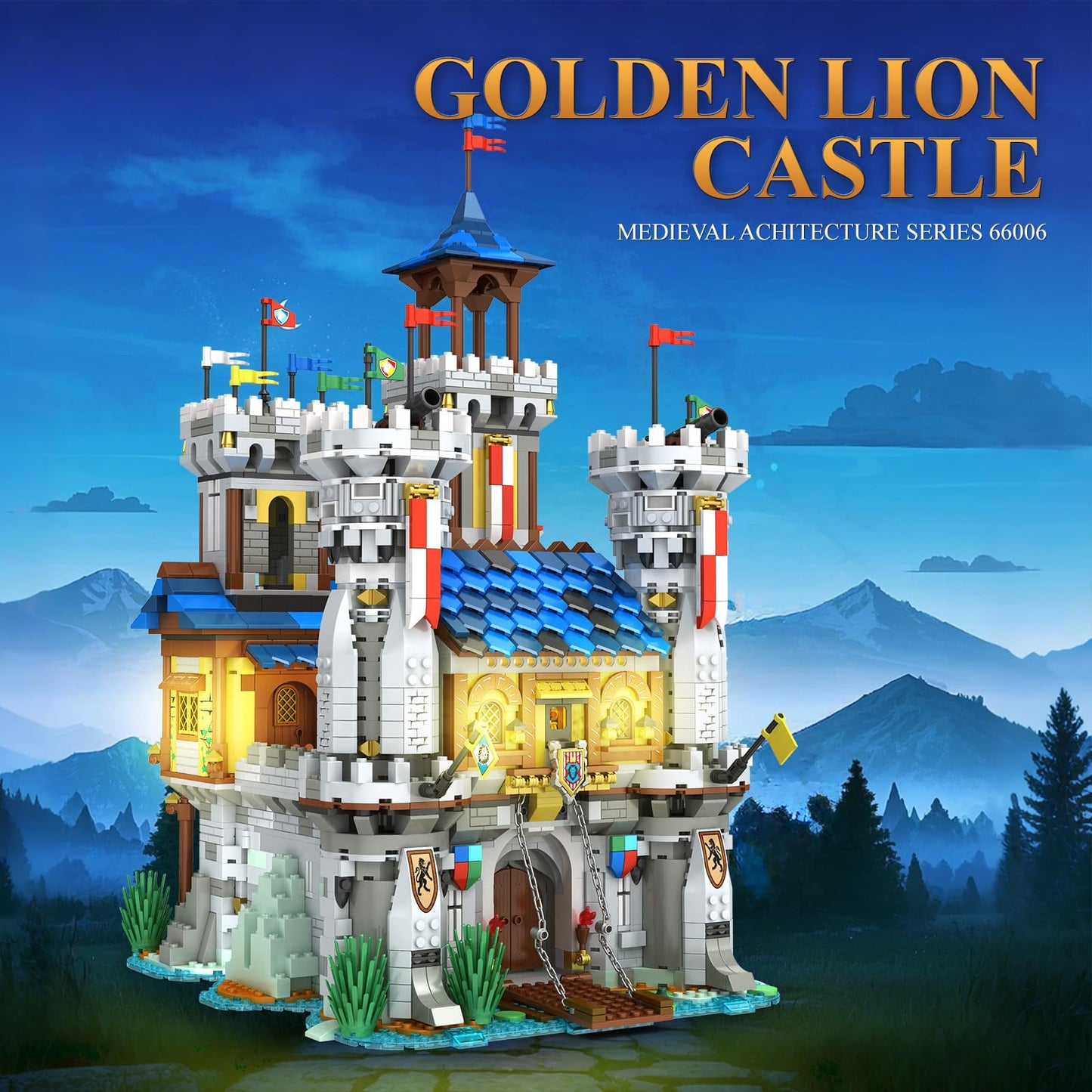 Reobrix Medieval Castle Building Set with Light – Street View Model 66006 for Adults