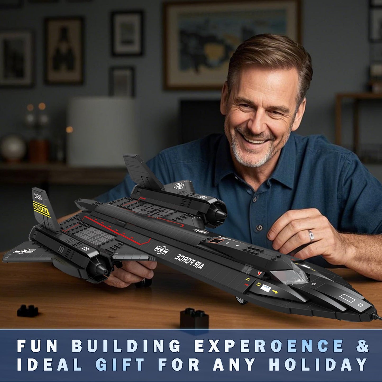 Reobrix SR-71 Blackbird Building Set | 1,733-Piece Military Aircraft Model for Display and Collecting