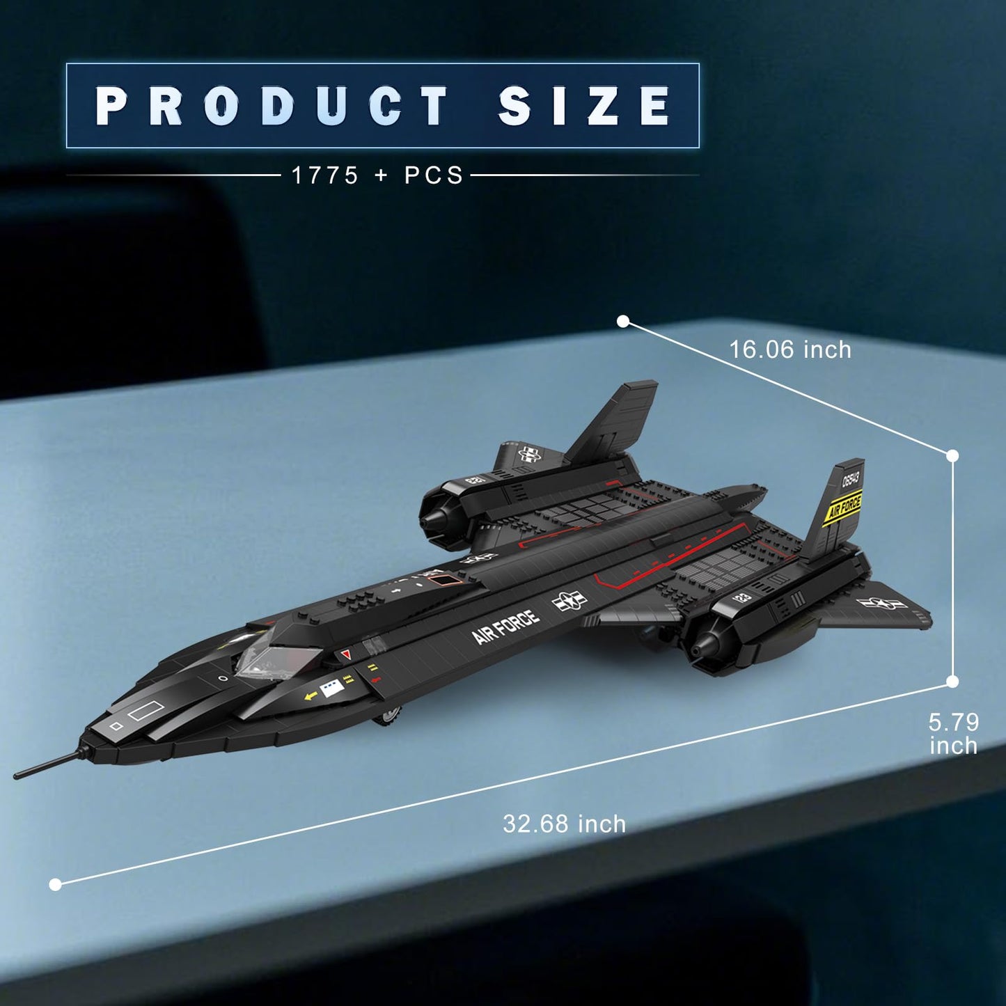 Reobrix SR-71 Blackbird Building Set | 1,733-Piece Military Aircraft Model for Display and Collecting