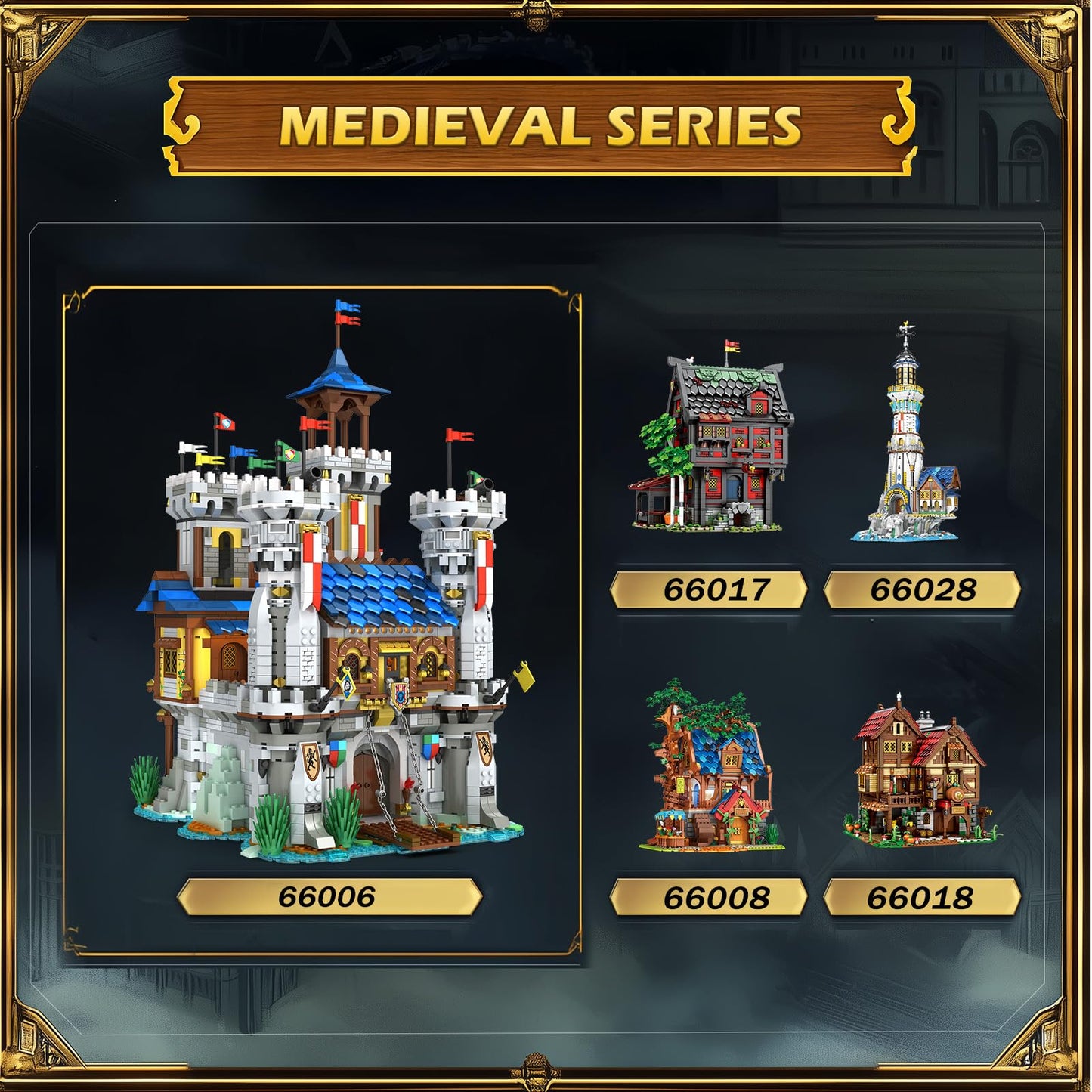 Reobrix Medieval Castle Building Set with Light – Street View Model 66006 for Adults