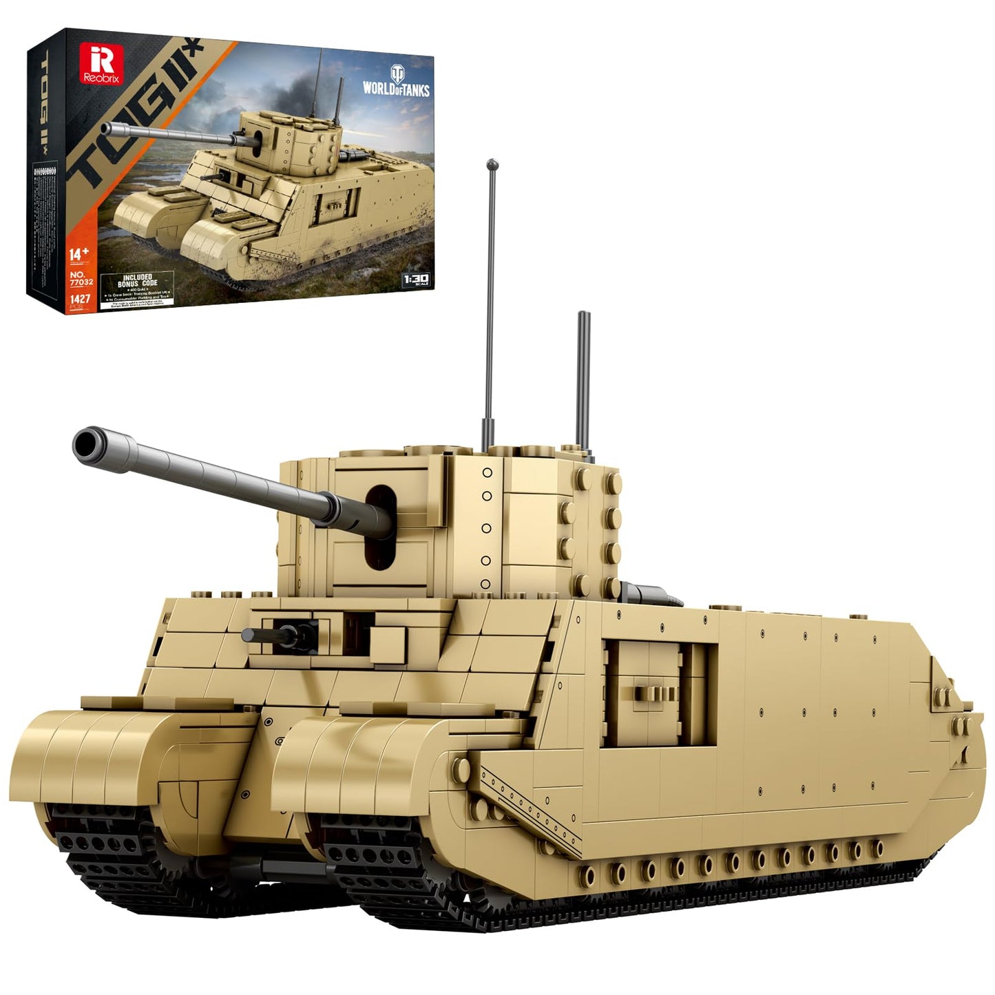 Reobrix TOG2 Tank Building Set 1:30 Scale | World of Tanks Licensed 1427 PCS 77032