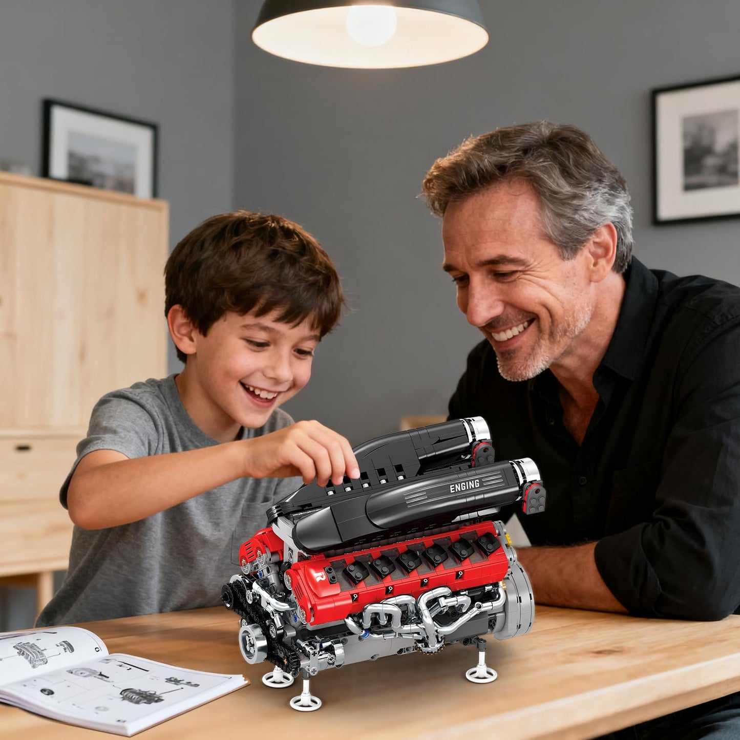Reobrix V12 Engine Building Kit for Adults | 65° V-Angle Supercar Model with Motor
