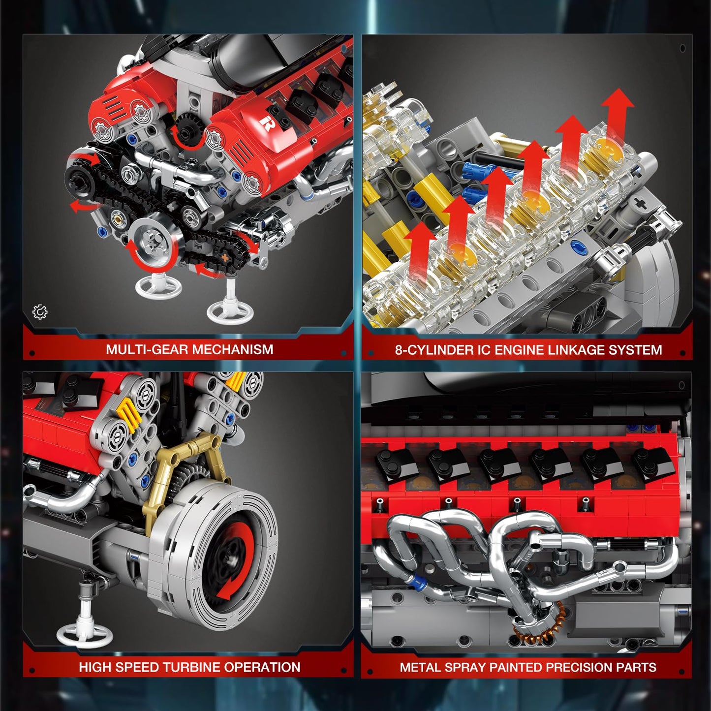 Reobrix V12 Engine Building Kit for Adults | 65° V-Angle Supercar Model with Motor