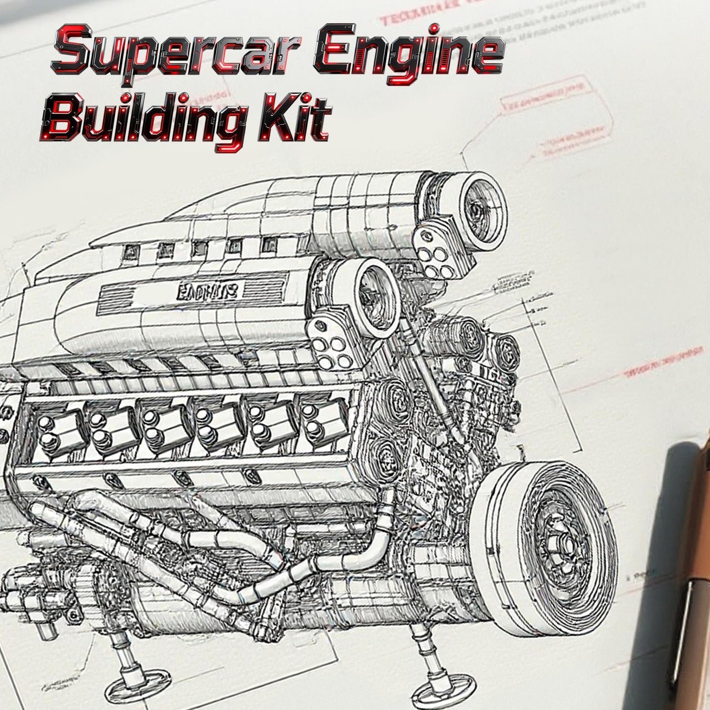 Reobrix V12 Engine Building Kit for Adults | 65° V-Angle Supercar Model with Motor