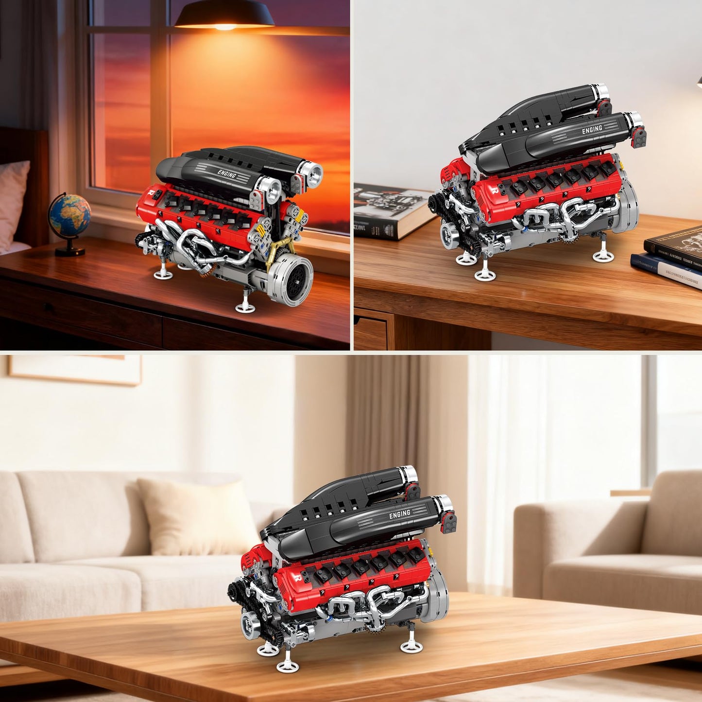 Reobrix V12 Engine Building Kit for Adults | 65° V-Angle Supercar Model with Motor