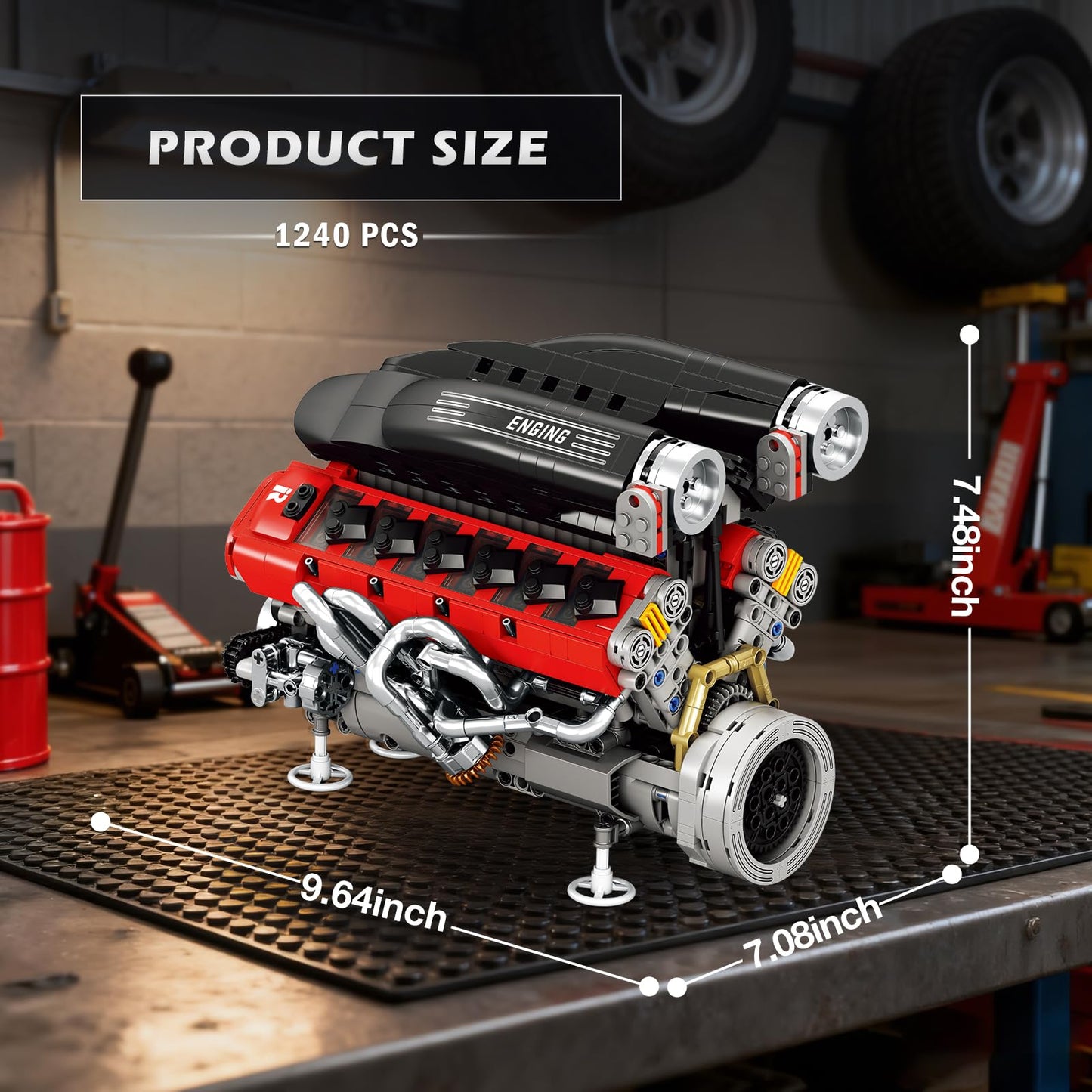 Reobrix V12 Engine Building Kit for Adults | 65° V-Angle Supercar Model with Motor