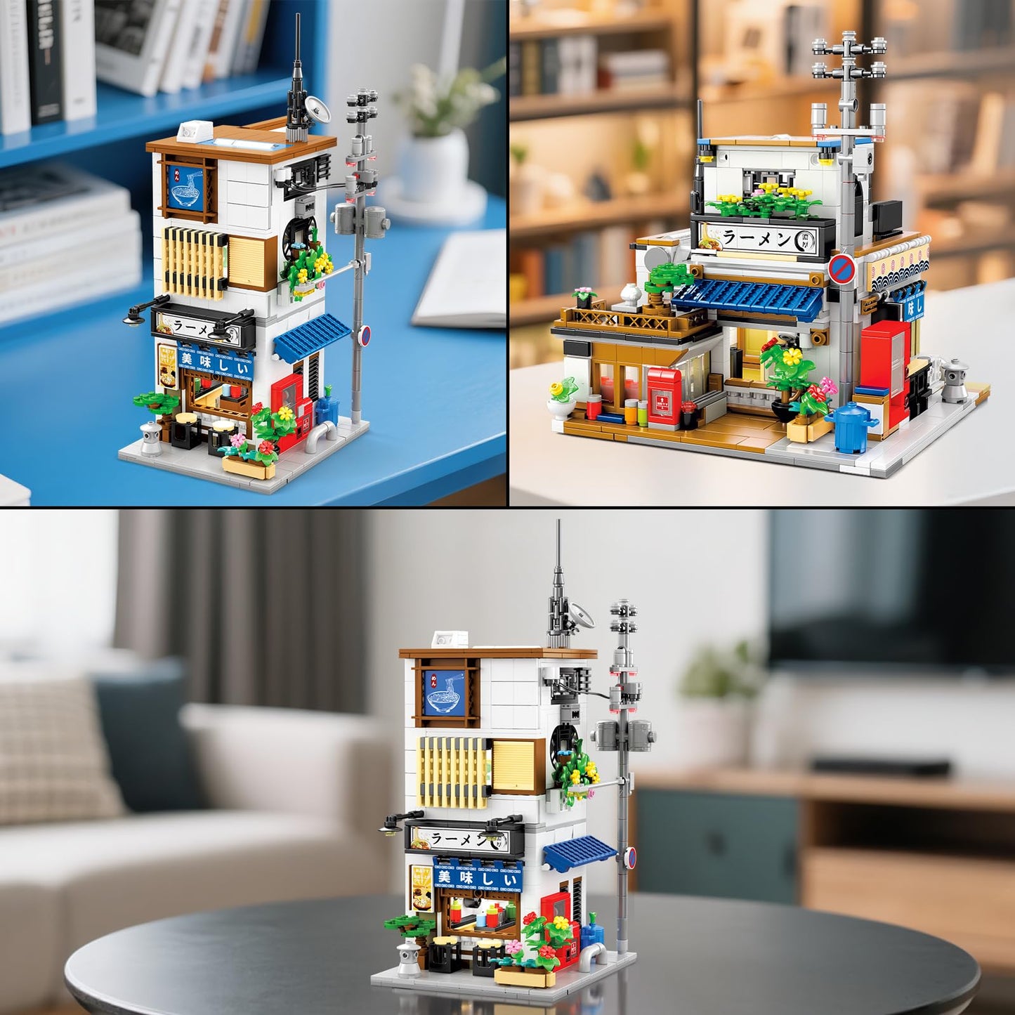 Reobrix Japanese Ramen Shop Building Blocks 66501 – 2-in-1 Lighted Street View Kit