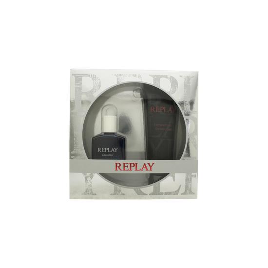 Replay Essential for Him Gift Set 30ml EDT Spray + 100ml Shower Gel Men's Fragrance