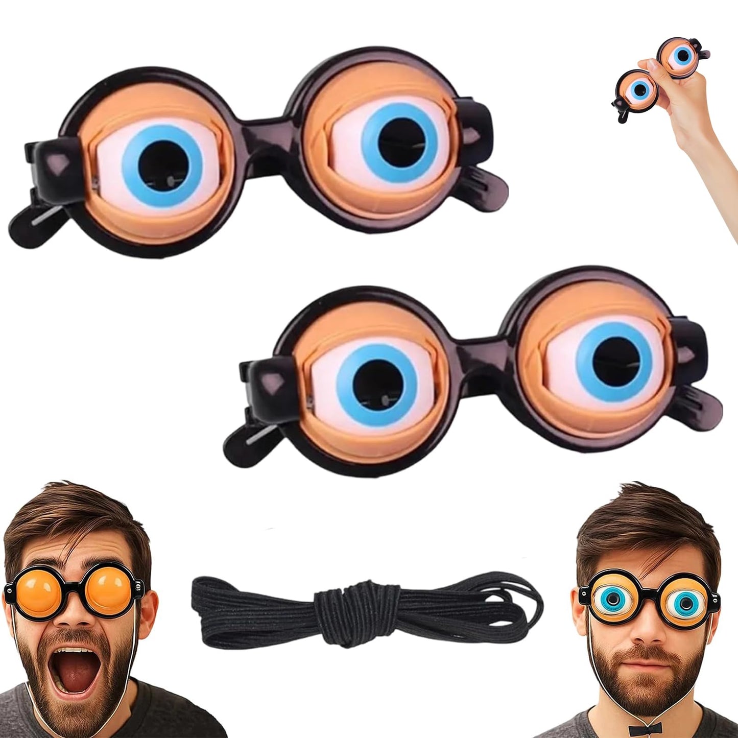 Rercarre 2-Pack Funny Glasses – Crazy Eye Blink Glasses for Parties and Performances