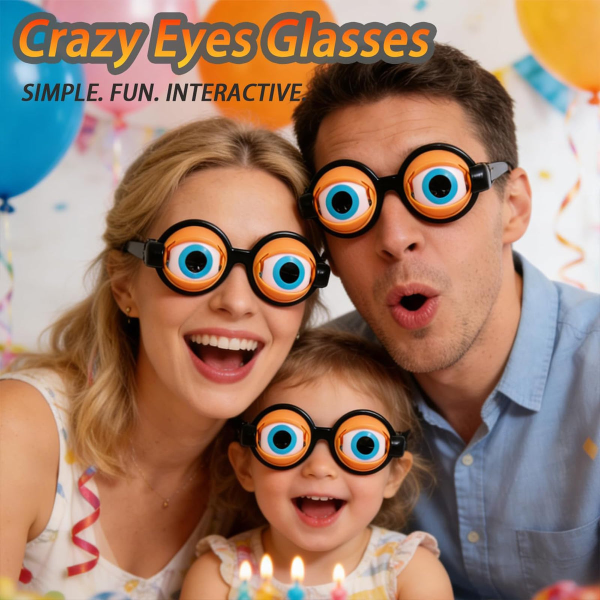 Rercarre 2-Pack Funny Glasses – Crazy Eye Blink Glasses for Parties and Performances
