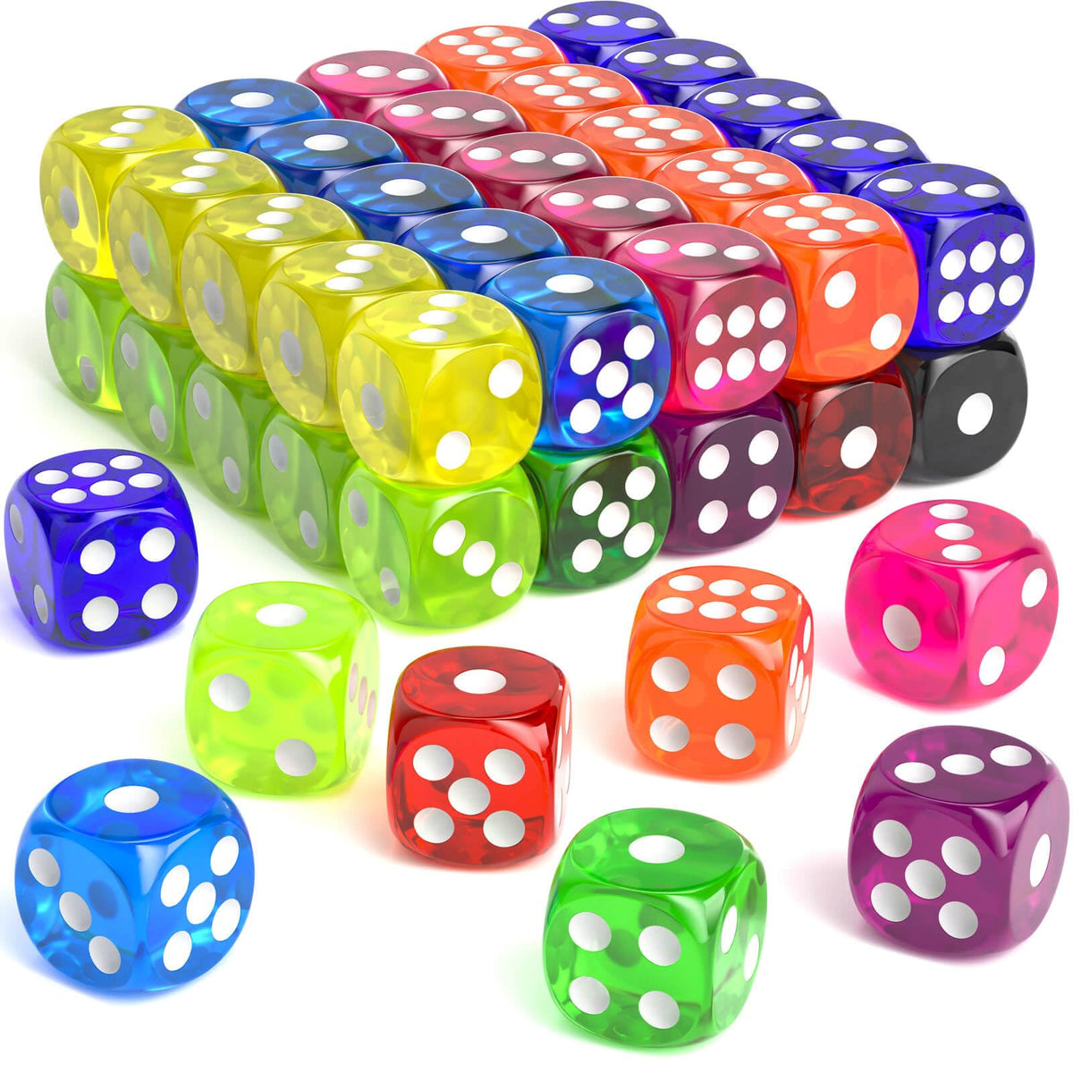 Rerdeim 60-Piece Dice Set – 16mm Colorful Bulk Dice for Classroom & Games