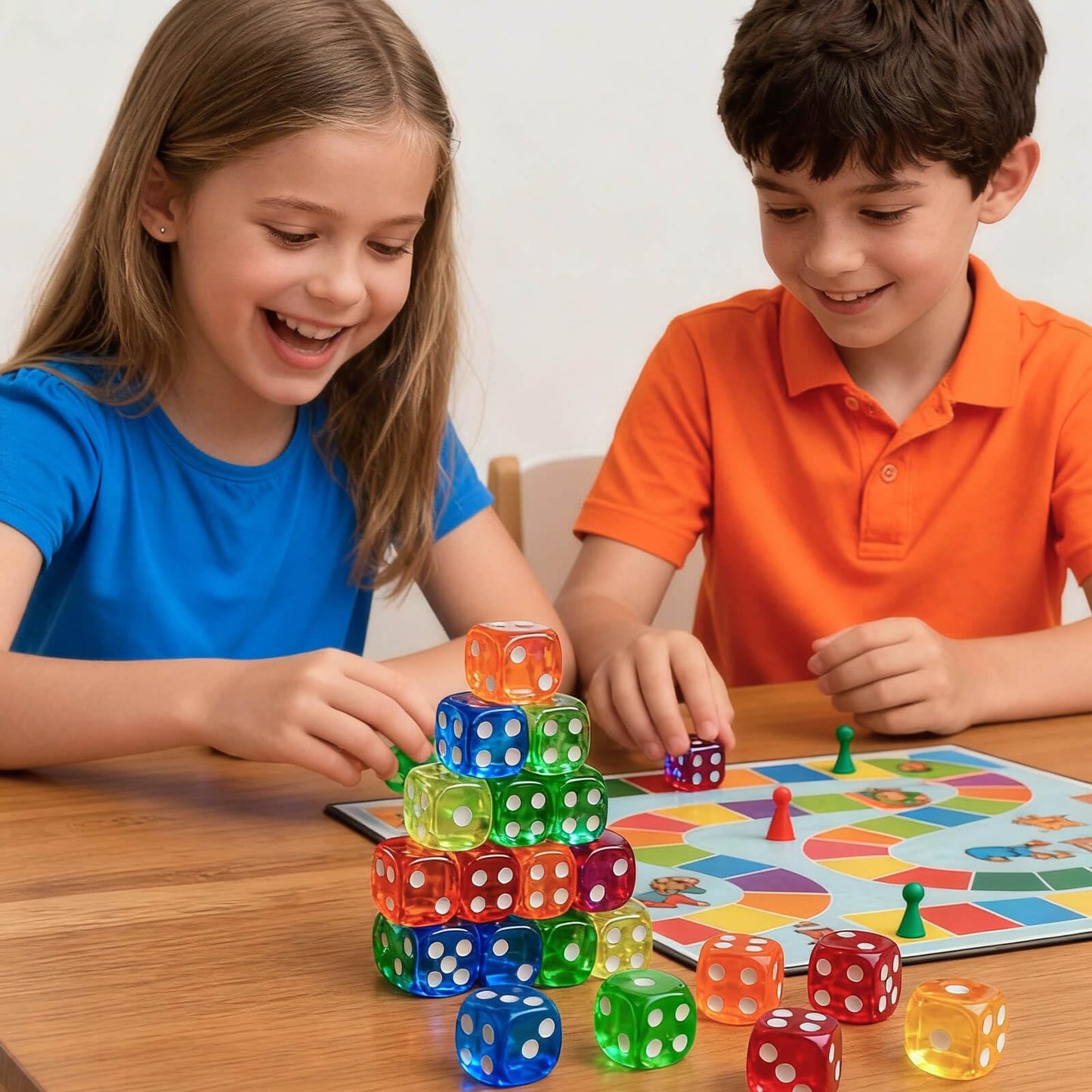 Rerdeim 60-Piece Dice Set – 16mm Colorful Bulk Dice for Classroom & Games