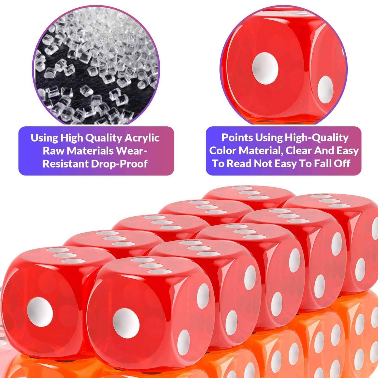 Rerdeim 110 Pieces Dice Set – 11-Color Bulk Dice, 14 mm Six-Sided Dice for Classroom and Games