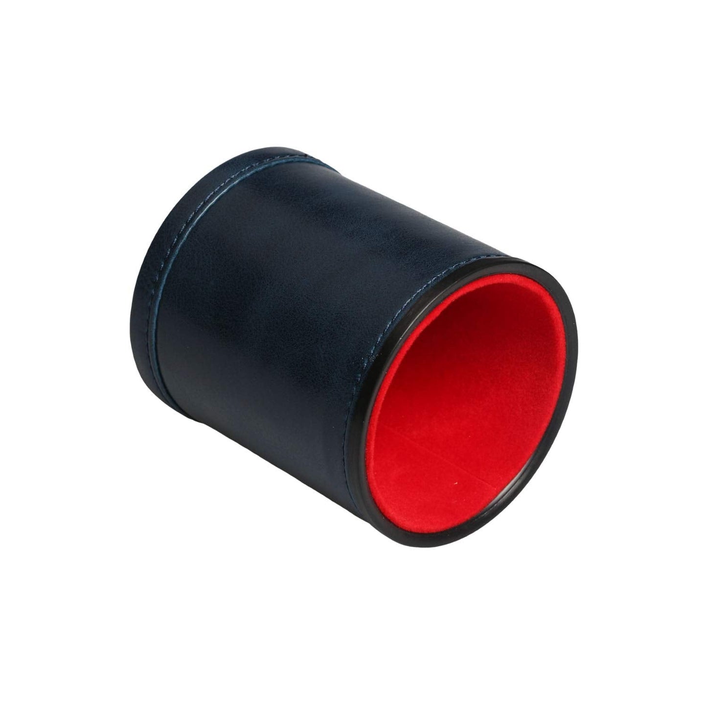 RERIVER Navy Leatherette Dice Cup Set – Quiet Felt-Lined, 6 Dice, for Farkle, Yahtzee & Liar's Dice