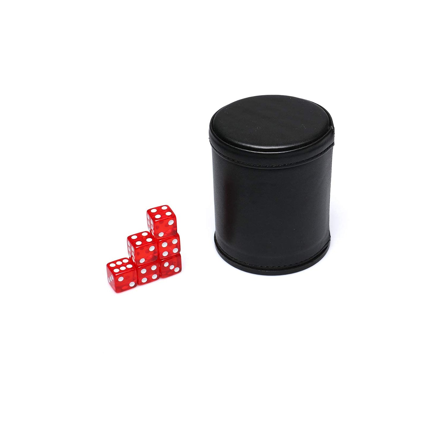 RERIVER Leatherette Dice Cup Set – Red Velvet Interior, Quiet Shake, 6 Red D6 Dice