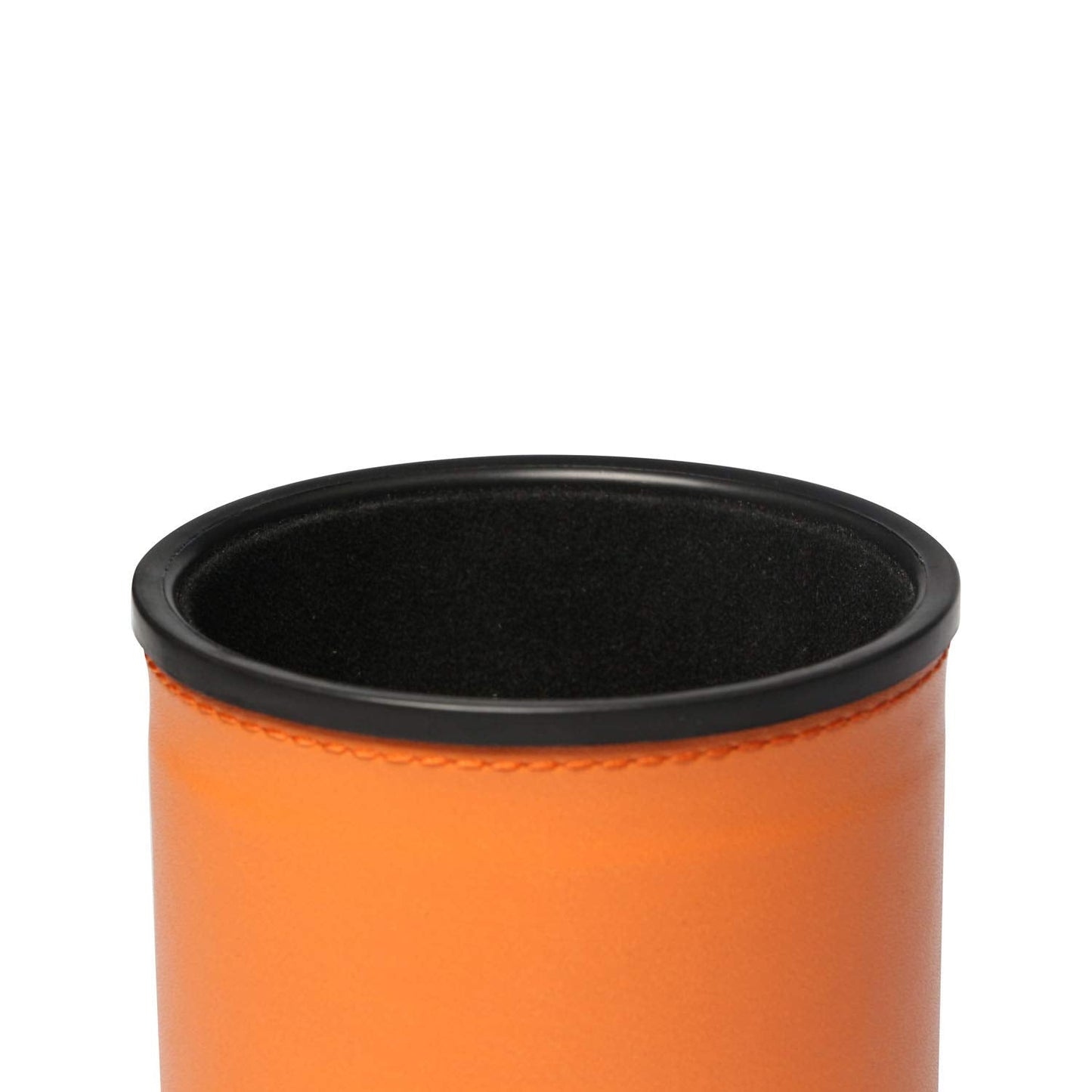 RERIVER Felt-Lined Dice Cup Set (Orange Leatherette) – 5 Dice, Quiet Shake for Farkle & Yahtzee