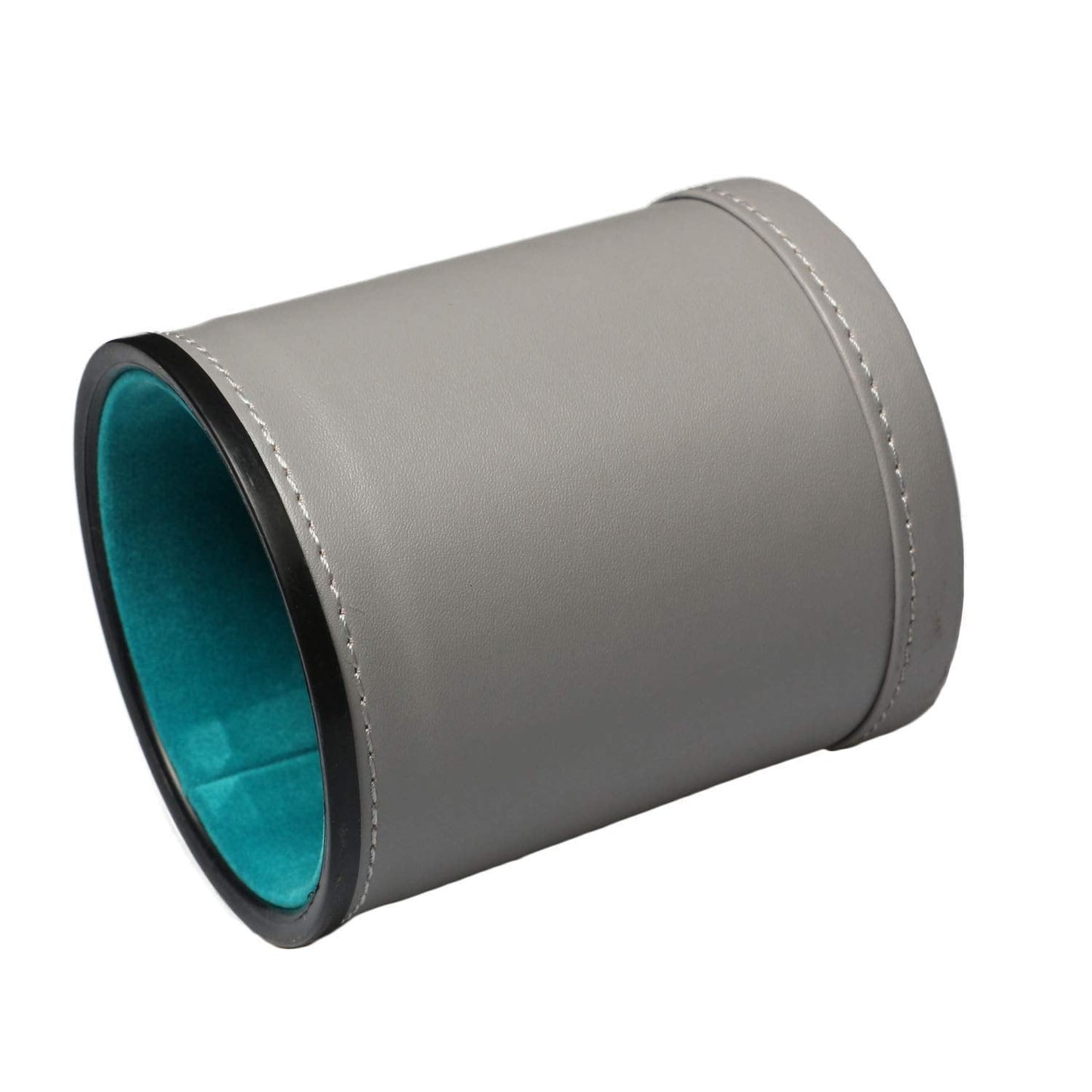 RERIVER Leatherette Dice Cup Set – Grey Exterior, Turquoise Velvet Interior, 16mm Dice