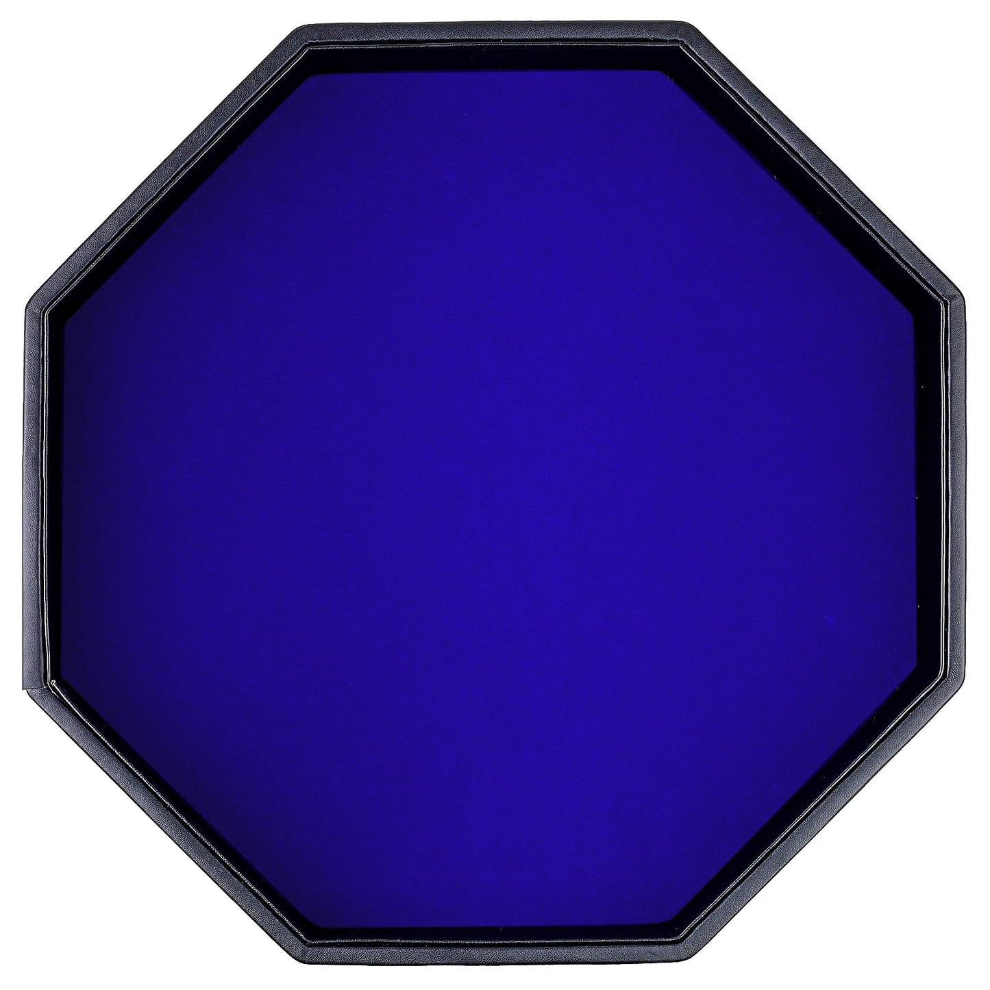 RERIVER Dice Rolling Tray — Blue PU Leather Octagon, Felt Lined for D&D and Tabletop Games