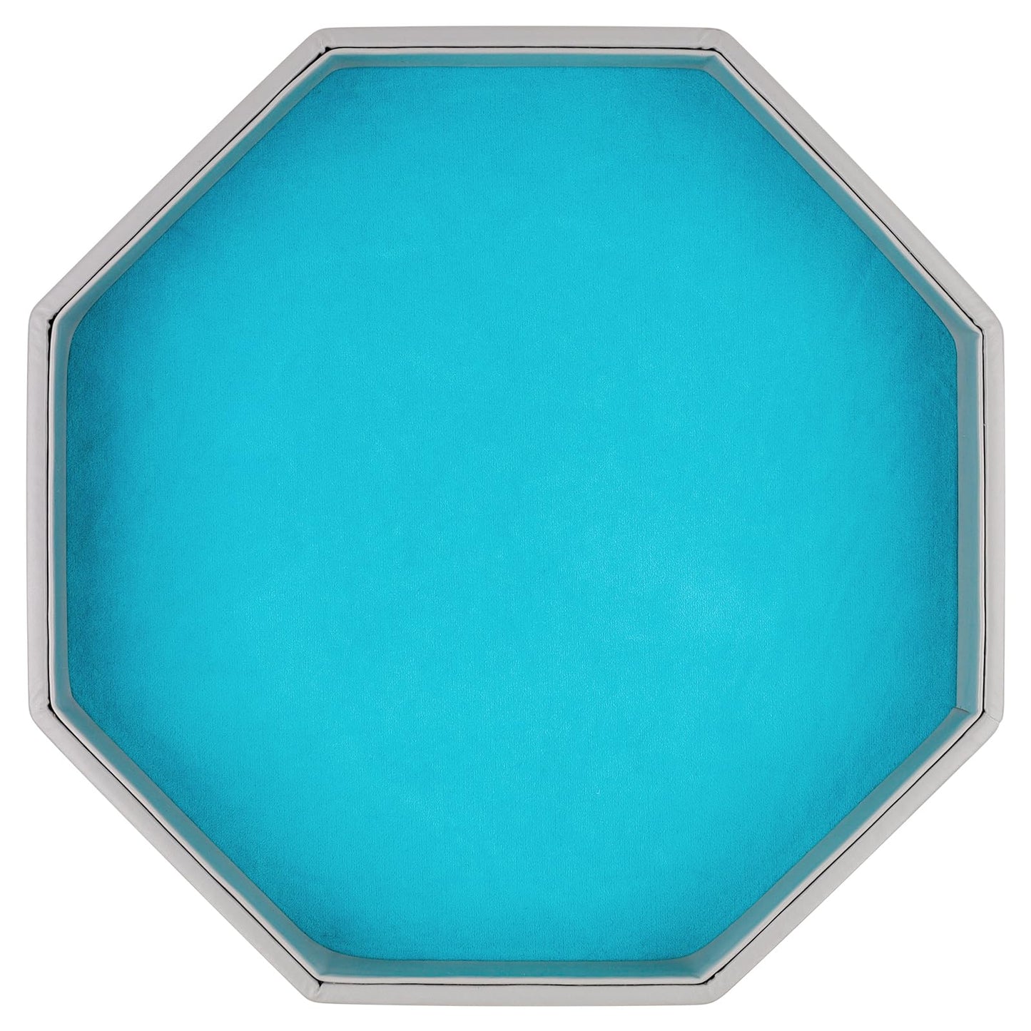 RERIVER Dice Rolling Tray – Blue PU Leather Octagon with Felt Interior for D&D
