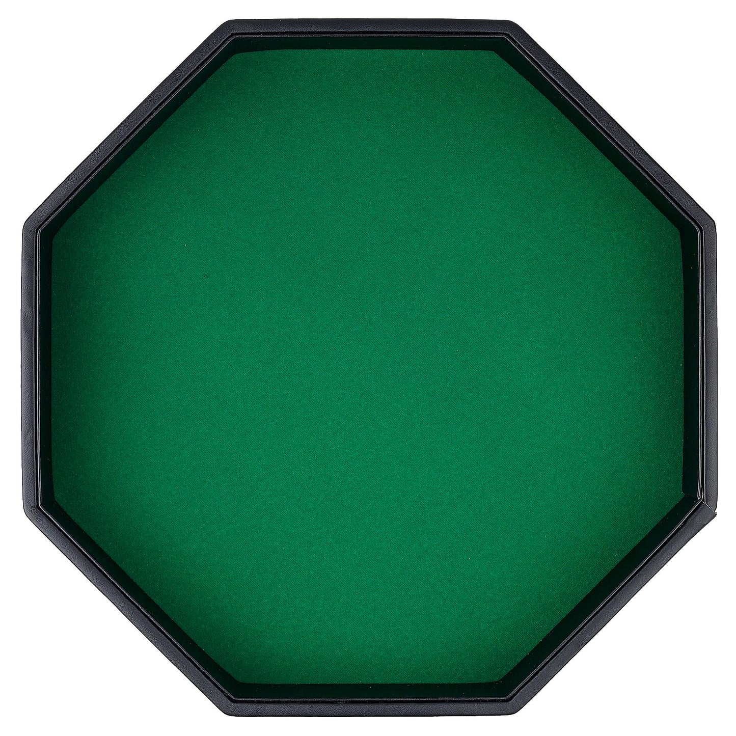 RERIVER Dice Rolling Tray – Green PU Leather Octagon with Felt Lining for RPGs