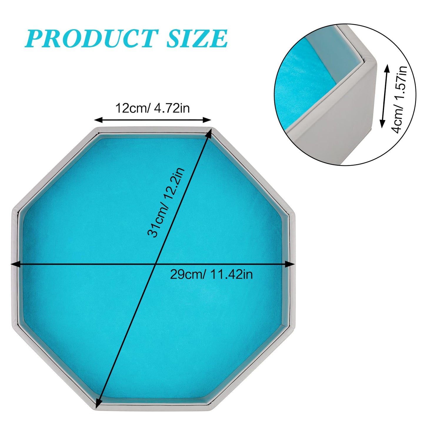 RERIVER Dice Rolling Tray – Blue PU Leather Octagon with Felt Interior for D&D
