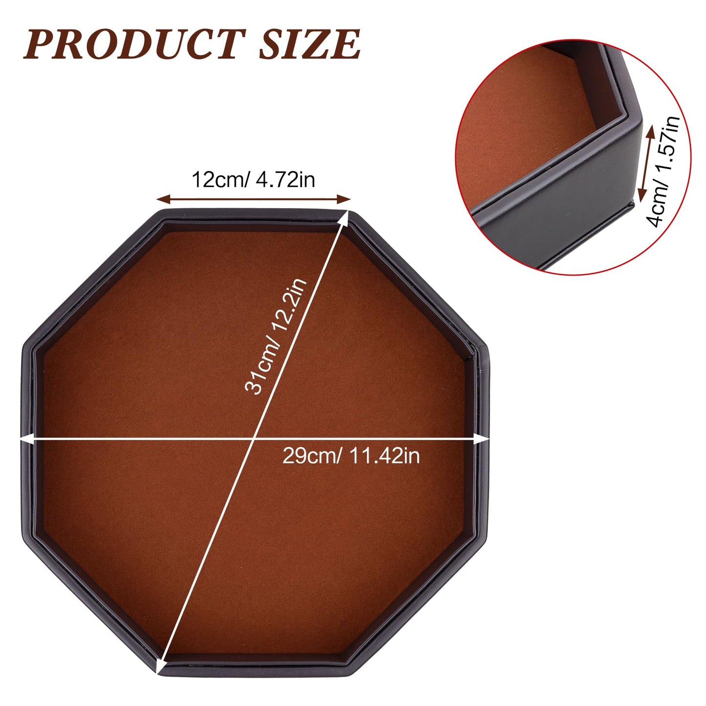 RERIVER Dice Rolling Tray – Felt-Lined PU Leather Octagon for D&D & Dungeon Crawlers