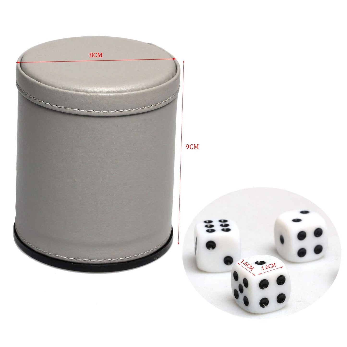 RERIVER Leatherette Dice Cup Set – Grey Exterior, Turquoise Velvet Interior, 16mm Dice