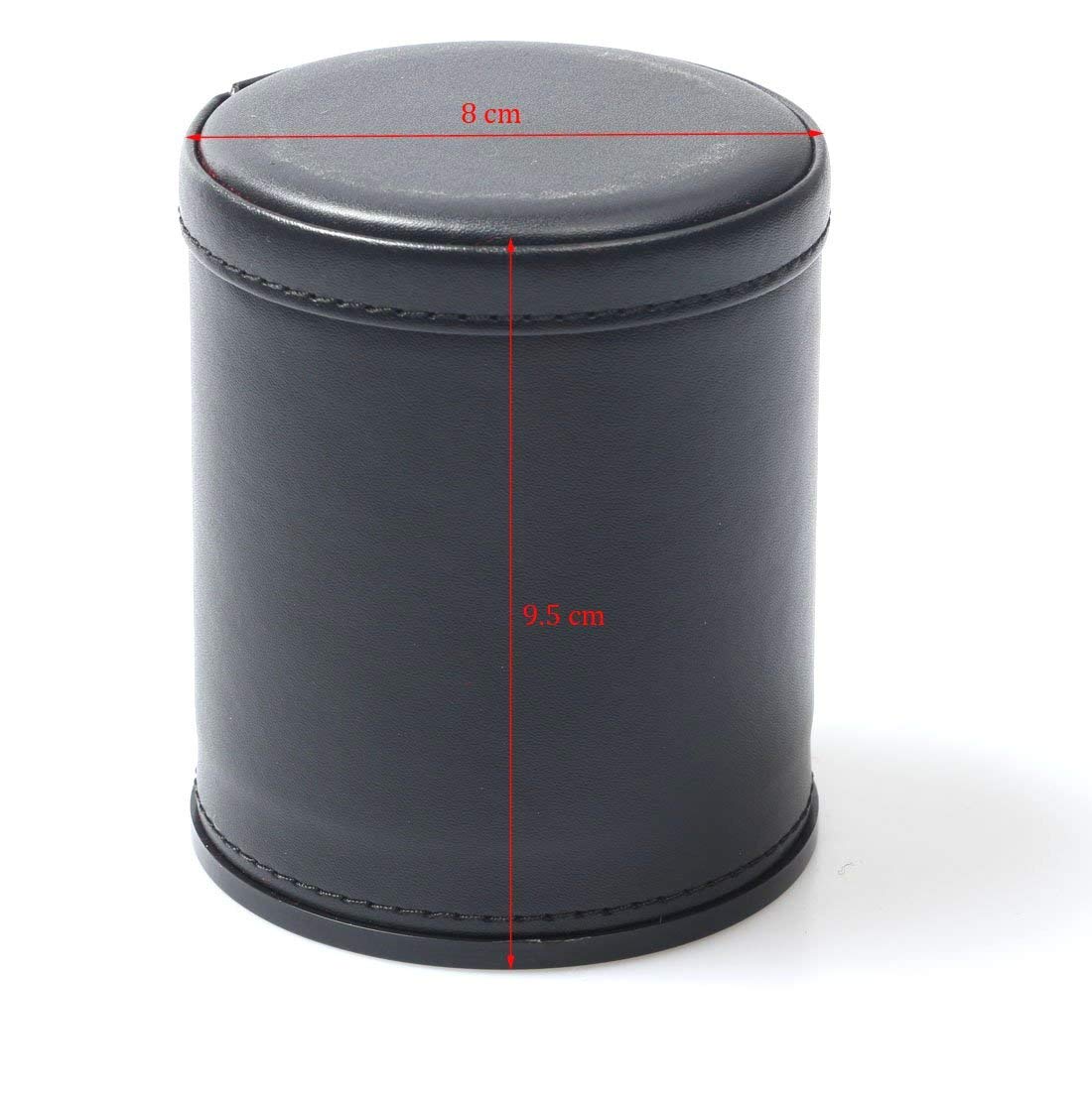 RERIVER Felt Lined PU Leather Dice Cup Set with 6 Dice – Black