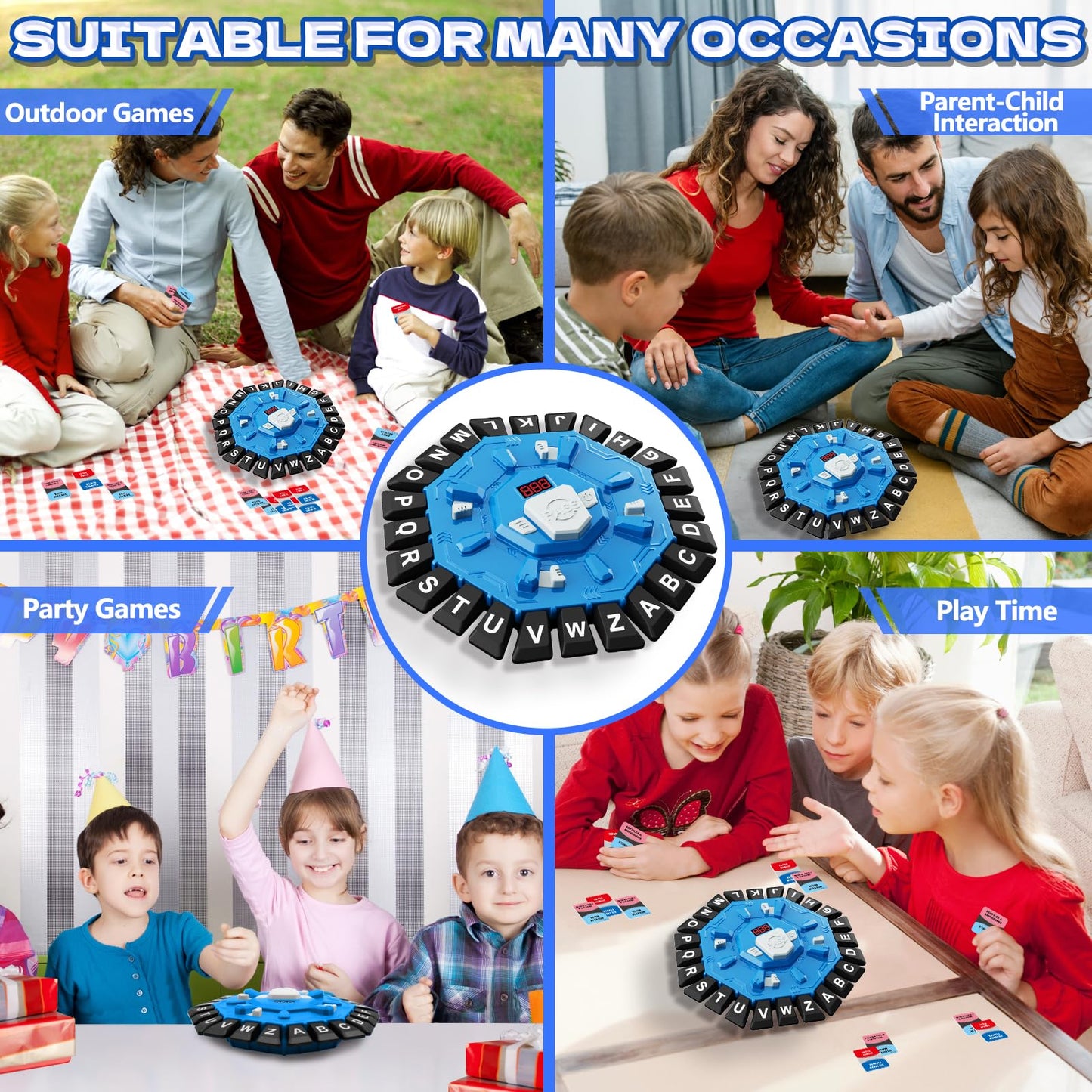 Resflycheng Word Game: Family Board Game with Digital Timer and 24-Letter Board