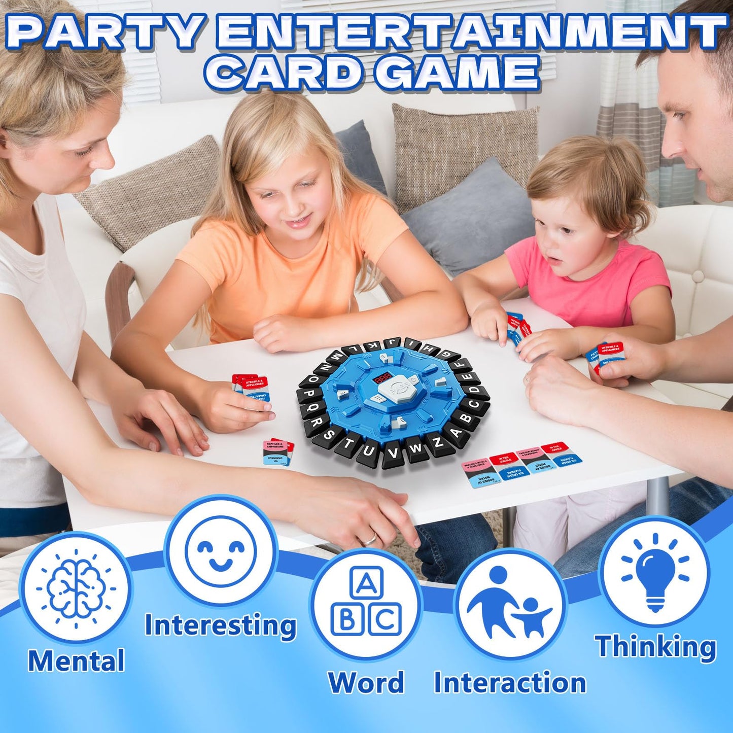 Resflycheng Word Game: Family Board Game with Digital Timer and 24-Letter Board