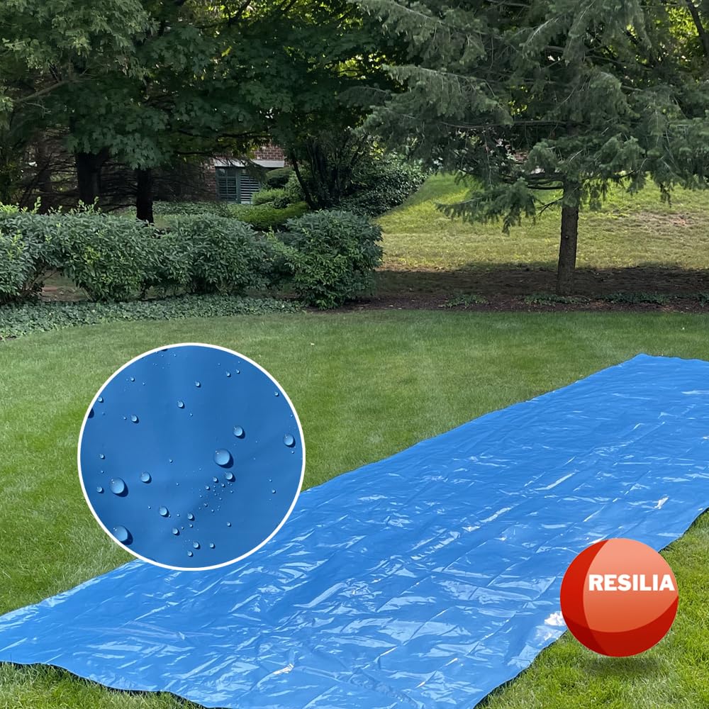 RESILIA Super Slip Lawn Water Slide Giant – 75ft, Powder Blue, Made in USA