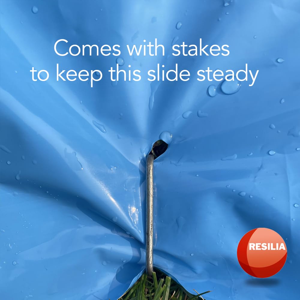 RESILIA Super Slip Lawn Water Slide XXL – 30ft x 8ft, Powder Blue, Made in USA