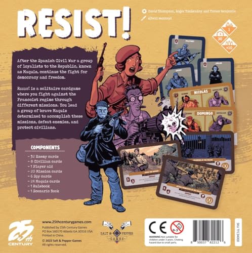 Resist! Solo-Only Historical War Card Strategy Game by 25th Century Games