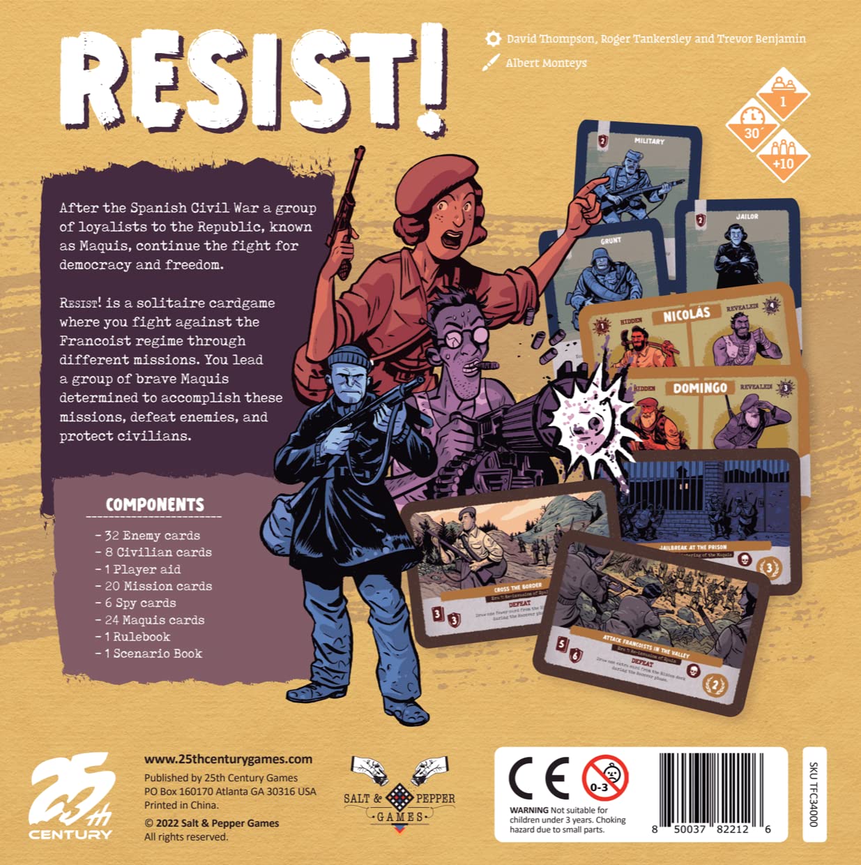 Resist! Solo-Only Historical War Card Strategy Game by 25th Century Games