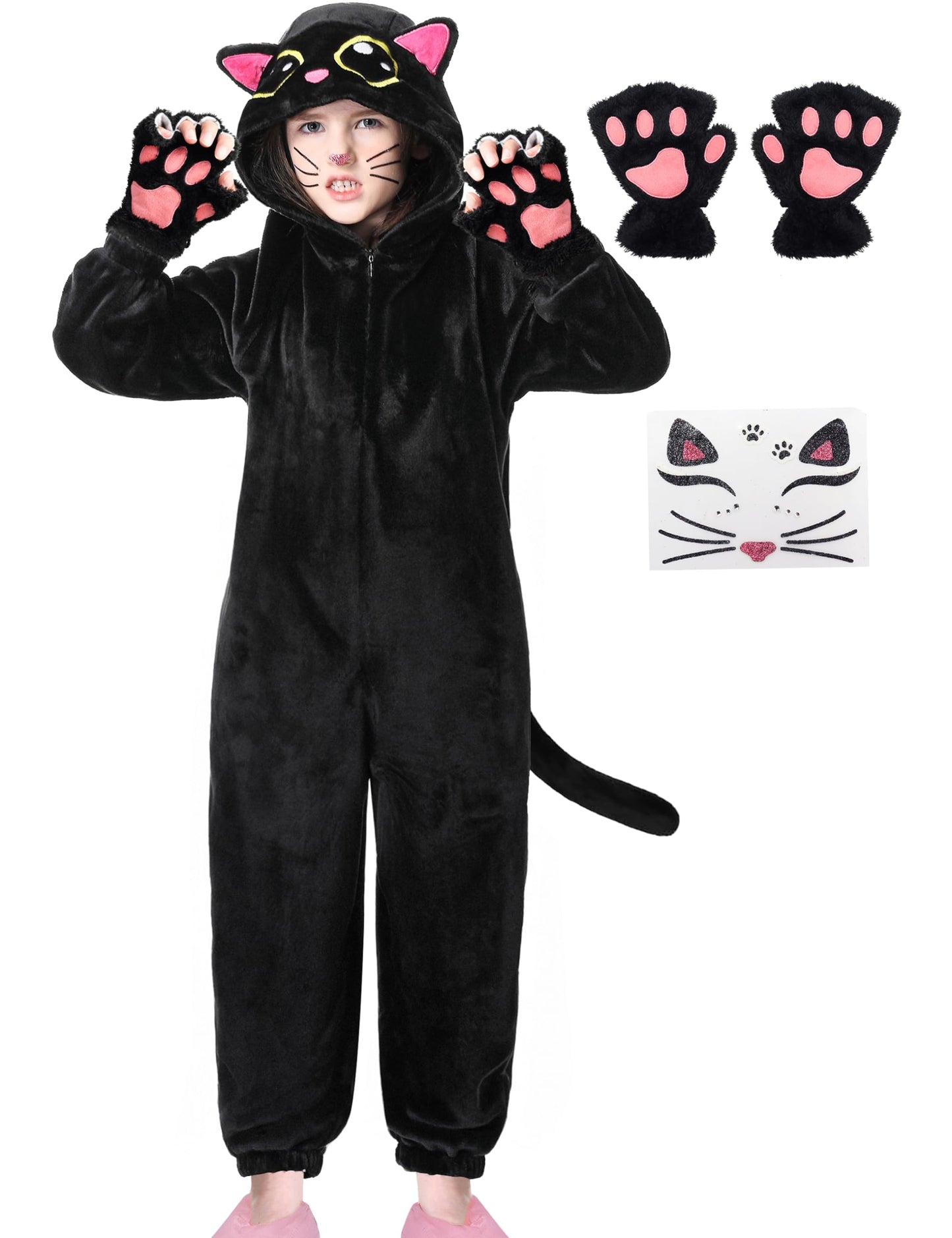Resiwai Black Cat Kids Costume Onesie – Cozy Halloween & Playwear
