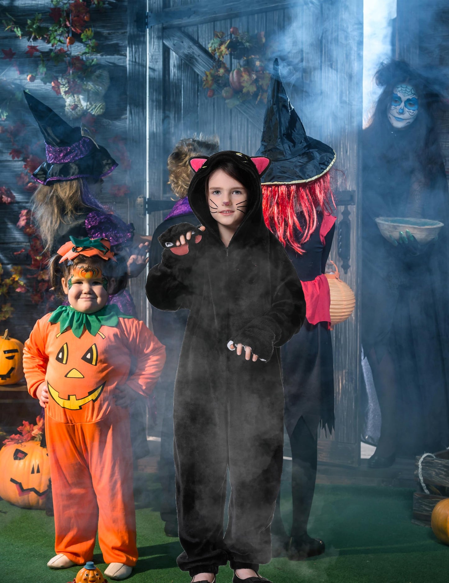 Resiwai Black Cat Kids Costume Onesie – Cozy Halloween & Playwear