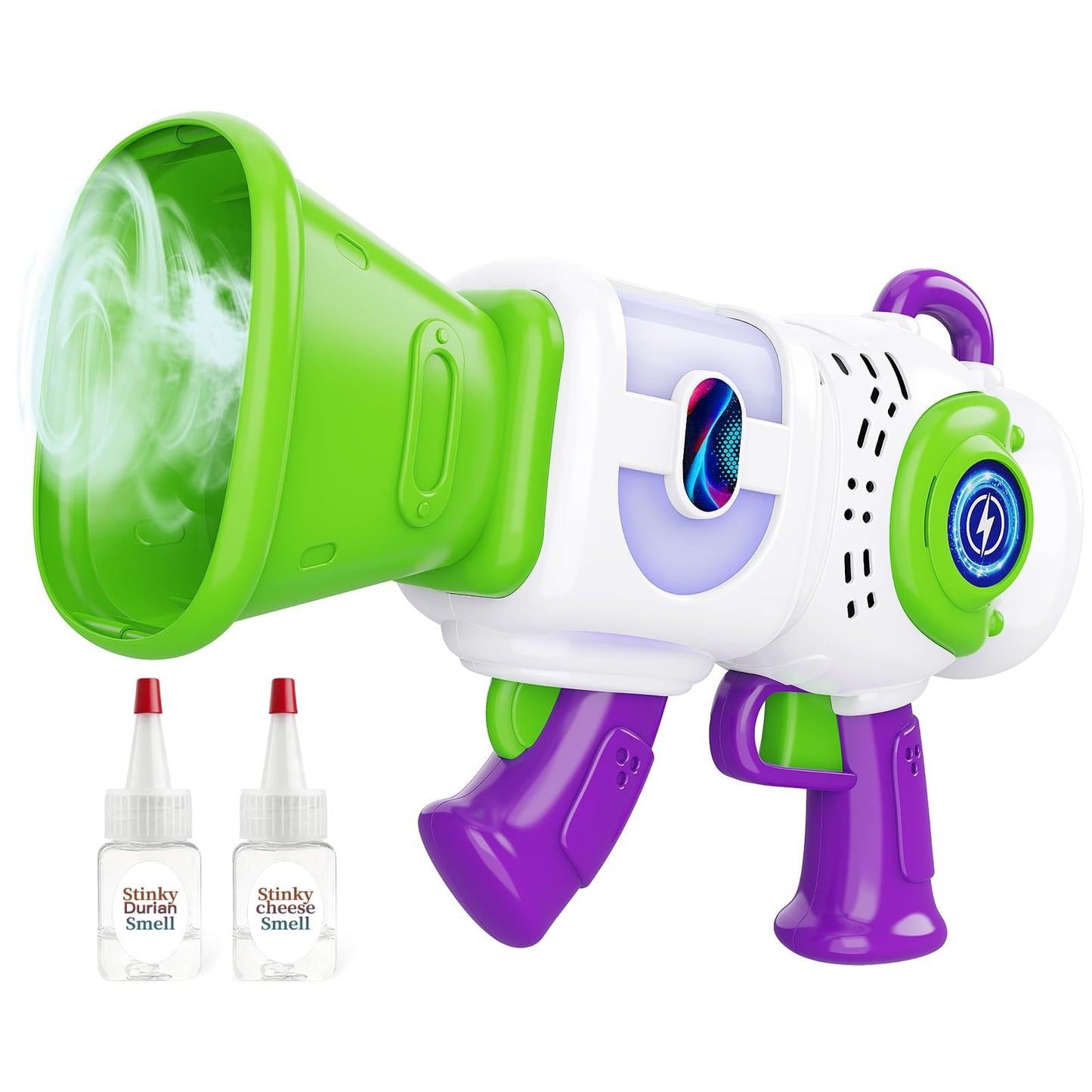 Resosese Fart Gun: Fog Ring Toy with Durian & Cheese Scents, Color-Changing Lights