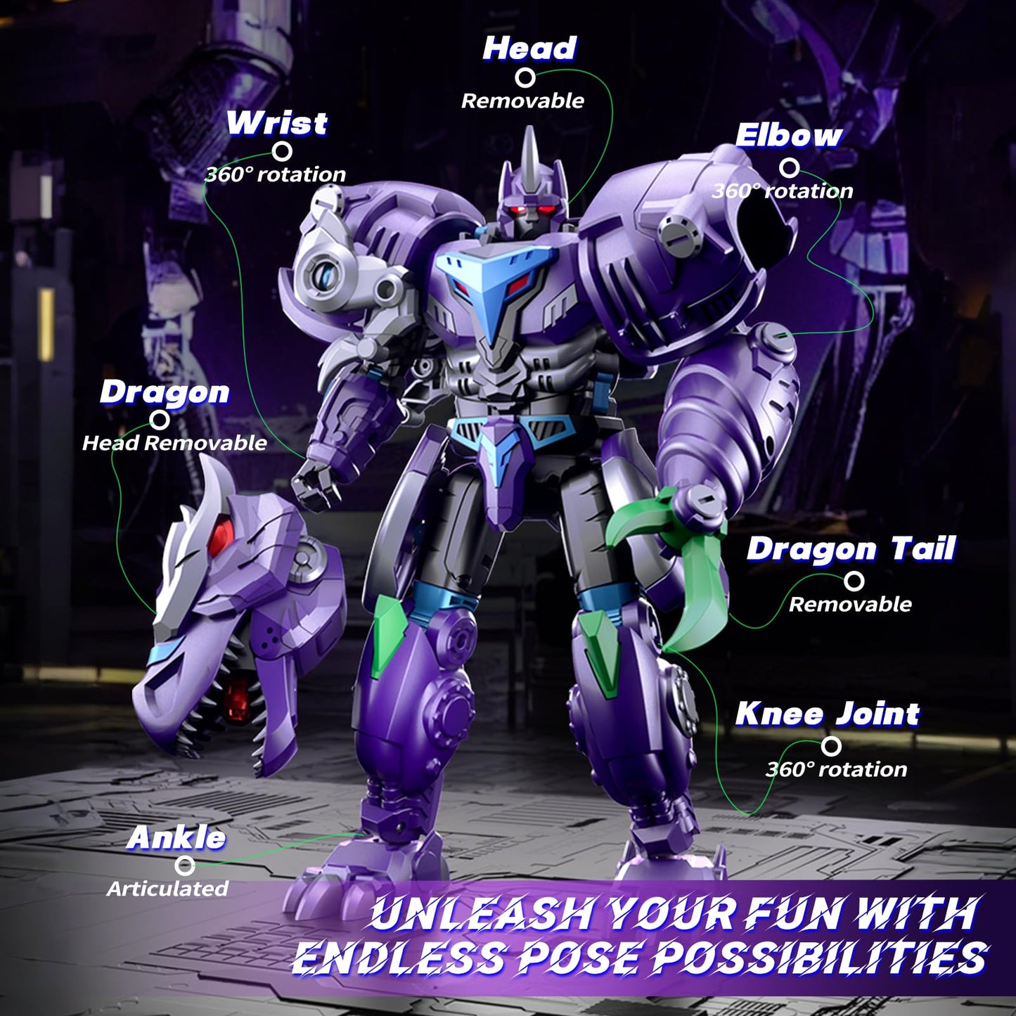Resosese Transforming Toys Figures - 2-in-1 Robot & Dragon for Boys (Ages 5-14)
