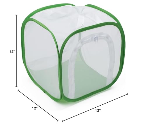 RESTCLOUD Two Doors Monarch Butterfly Habitat – Portable 12x12x12 Inch Insect Mesh Cage